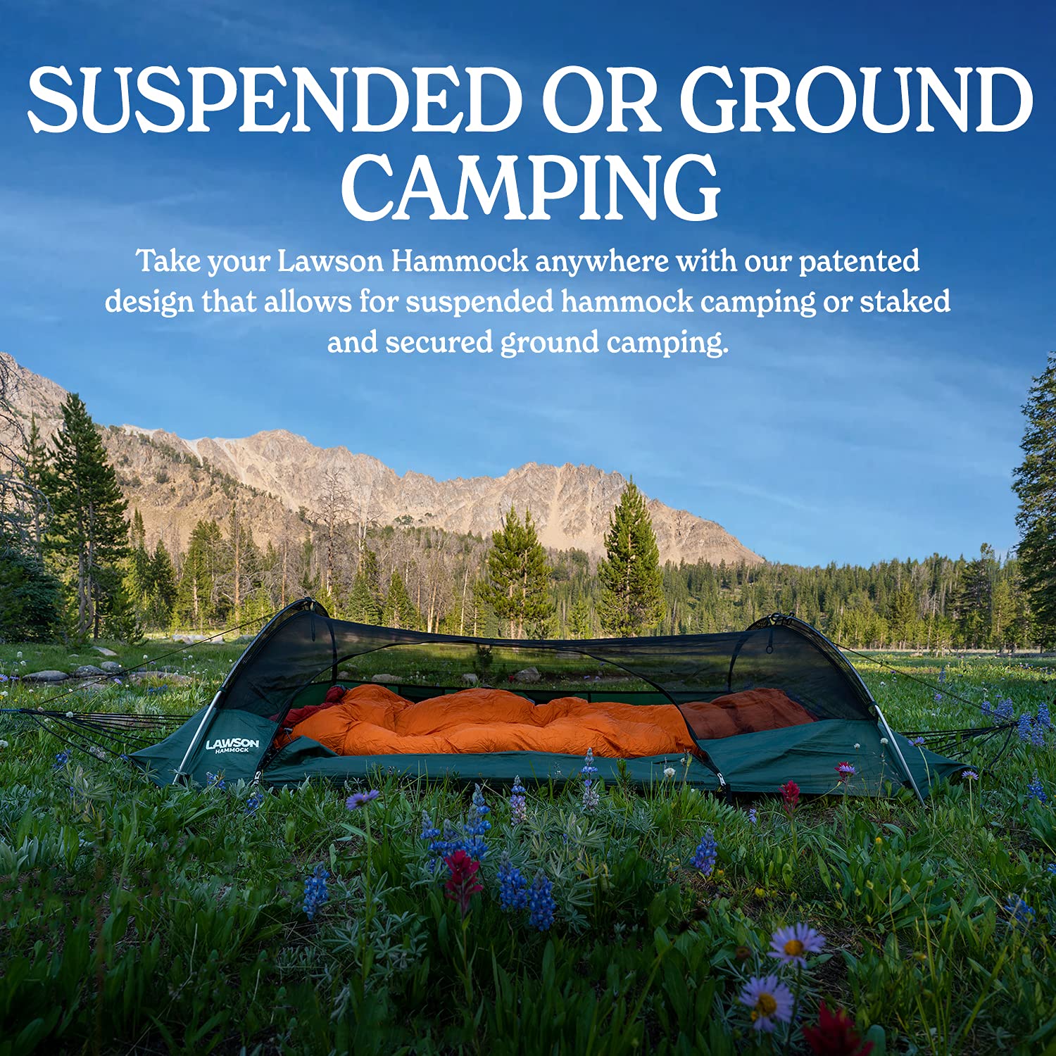 Lawson Hammock Blue Ridge Camping Hammock - Portable Lightweight 2-in-1 Hammock Tent for Backpacking, Hiking & Outdoor Adventures - Perfect for Camping, Backyard Relaxation & Travel