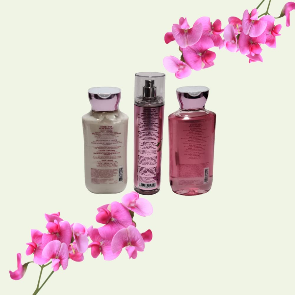 Bath & Body Works Sweet Pea Gift Set - Full Size Body Lotion, Shower Gel & Fragrance Mist | Floral Scented Skincare Essentials for Women, Perfect for Daily Use, Gifts & Self-Care Routine