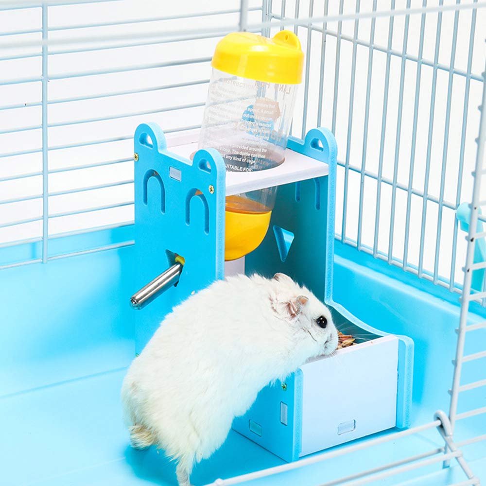 Petlex 2-Pack Small Animal Water Bottle with Food Container - 2 in 1 Hanging Water Dispenser & Food Bowl Feeder for Hamsters, Rabbits, Guinea Pigs, Chinchillas & Hedgehogs - Perfect for Cage Accessories & Pet Hydration Solutions