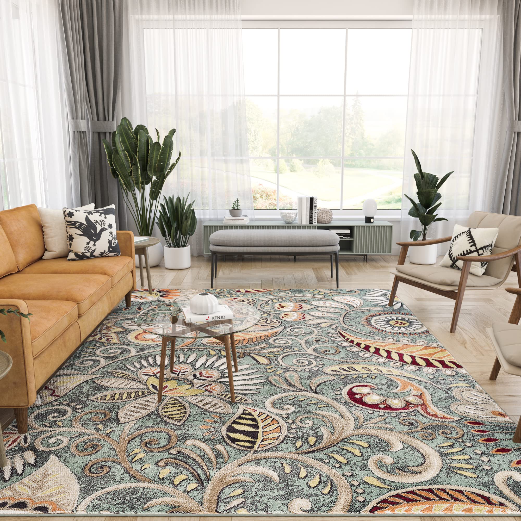 Tayse Seafoam Large 9x12 Modern Indoor Area Rug - Soft Living Room Carpet, Dining Room Floor Mat, Cozy Bedroom Rug for Home Decor | Perfect for Apartments, Dorms & Office Spaces