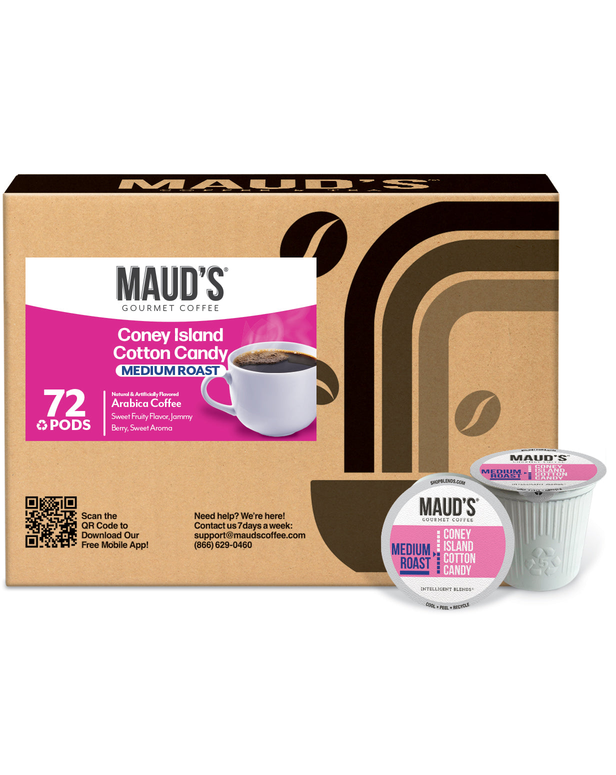 Maud's Cotton Candy Flavored Coffee Pods - Sweet & Delicious Single Serve K-Cup Pods for Keurig Brewers - Perfect for Breakfast, Office & Dessert Time