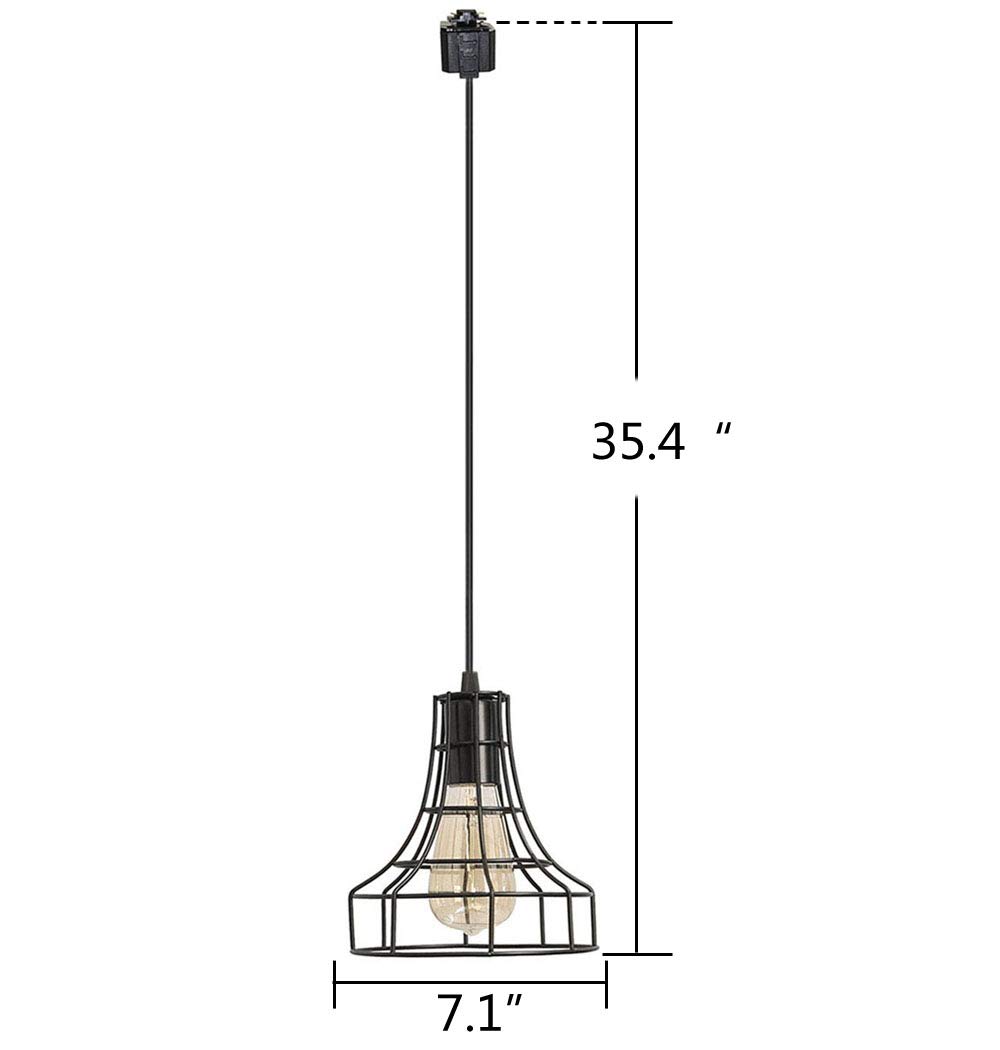 Kiven 3-Light H-Shaped Track Hanging Lamp - Minimalist Iron Cage Pendant Light in Retro Scandinavian Style for Loft, Dining Room & Kitchen Lighting