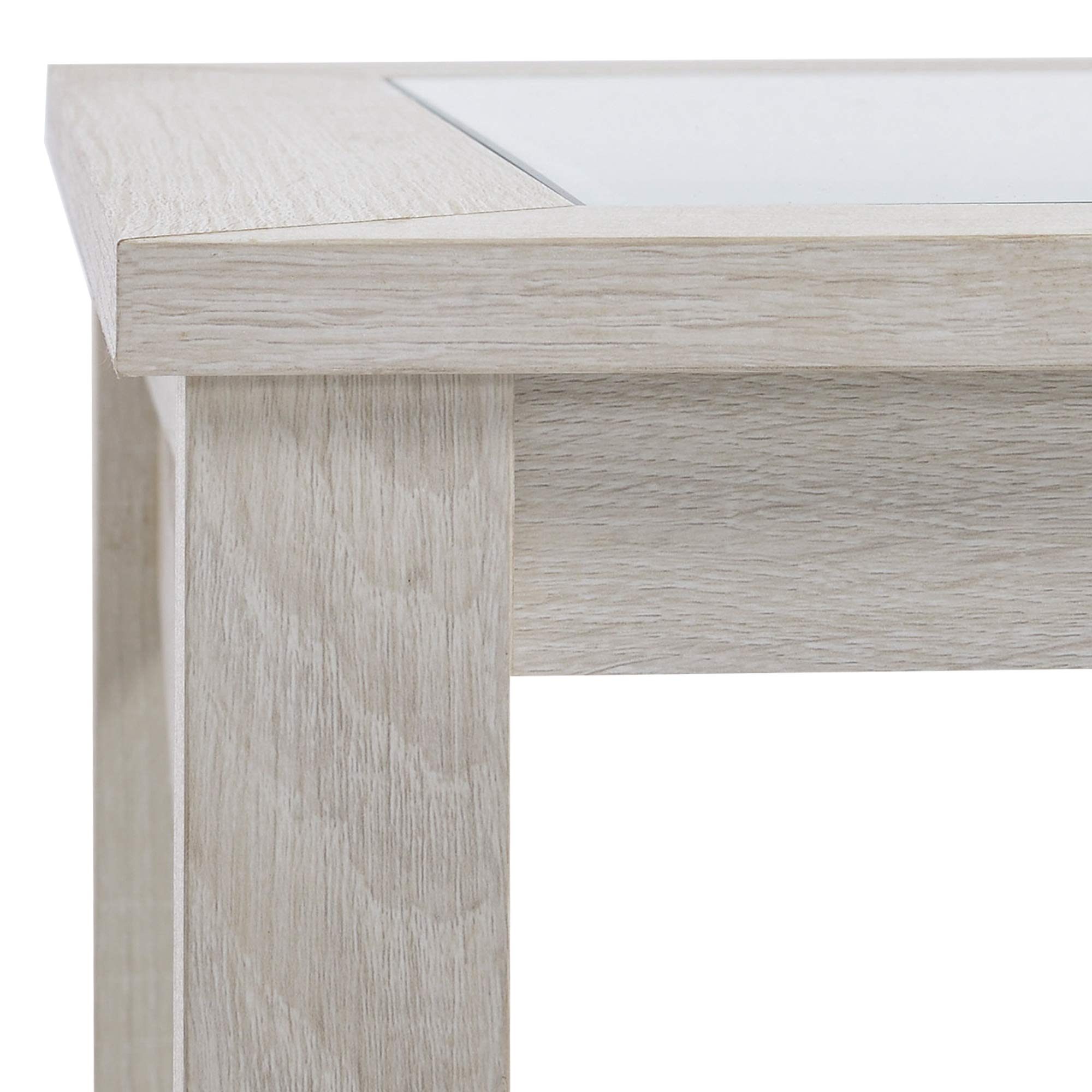 Farmhouse Style Coffee Table with Wood Frame & Tempered Glass Top - 39.25