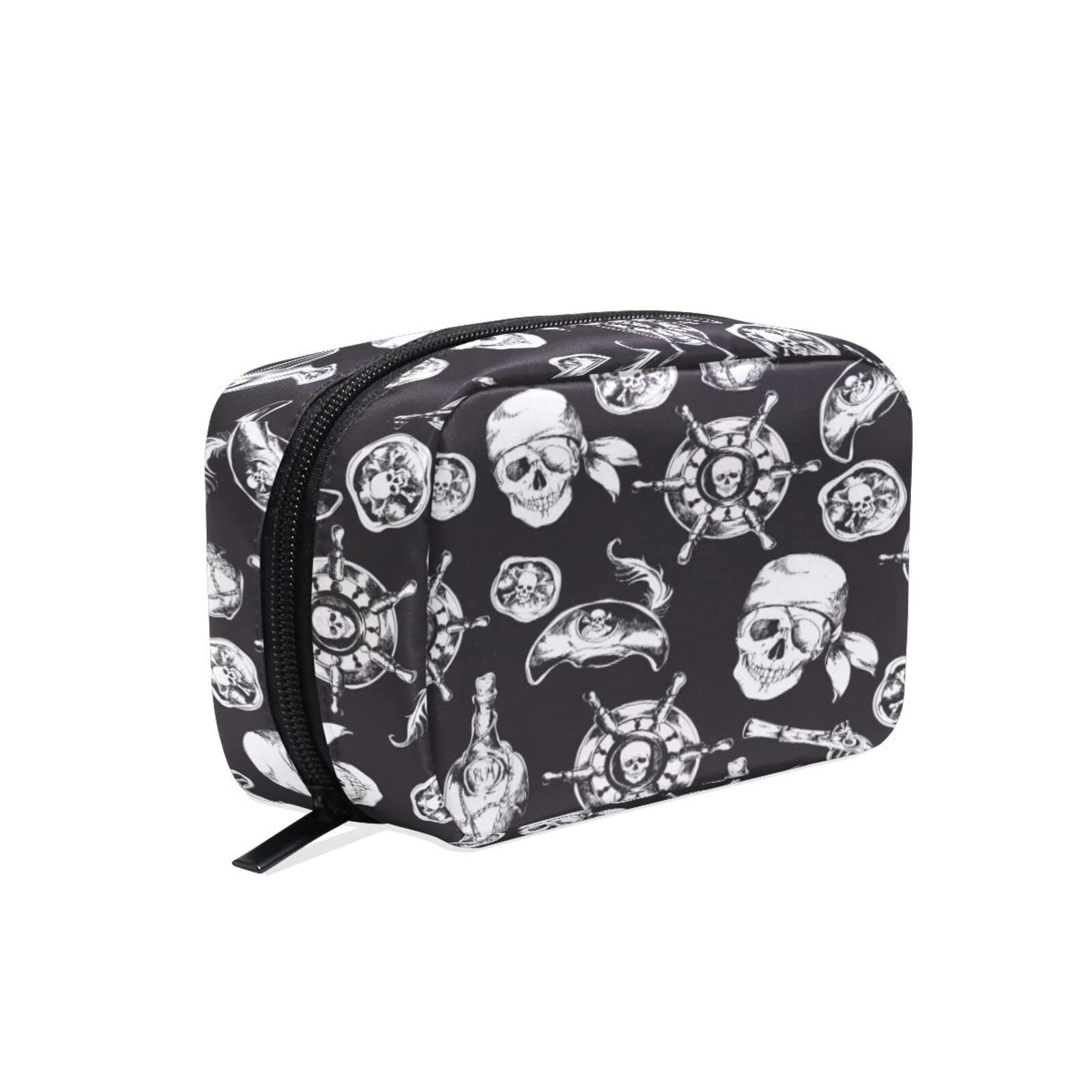 **Pirate Skull Travel Makeup Bag for Women - Waterproof Cosmetic Organizer, Small Toiletry Bag for Purse, Portable Makeup Pouch - Perfect for Travel, Gym & Gift for Girls**