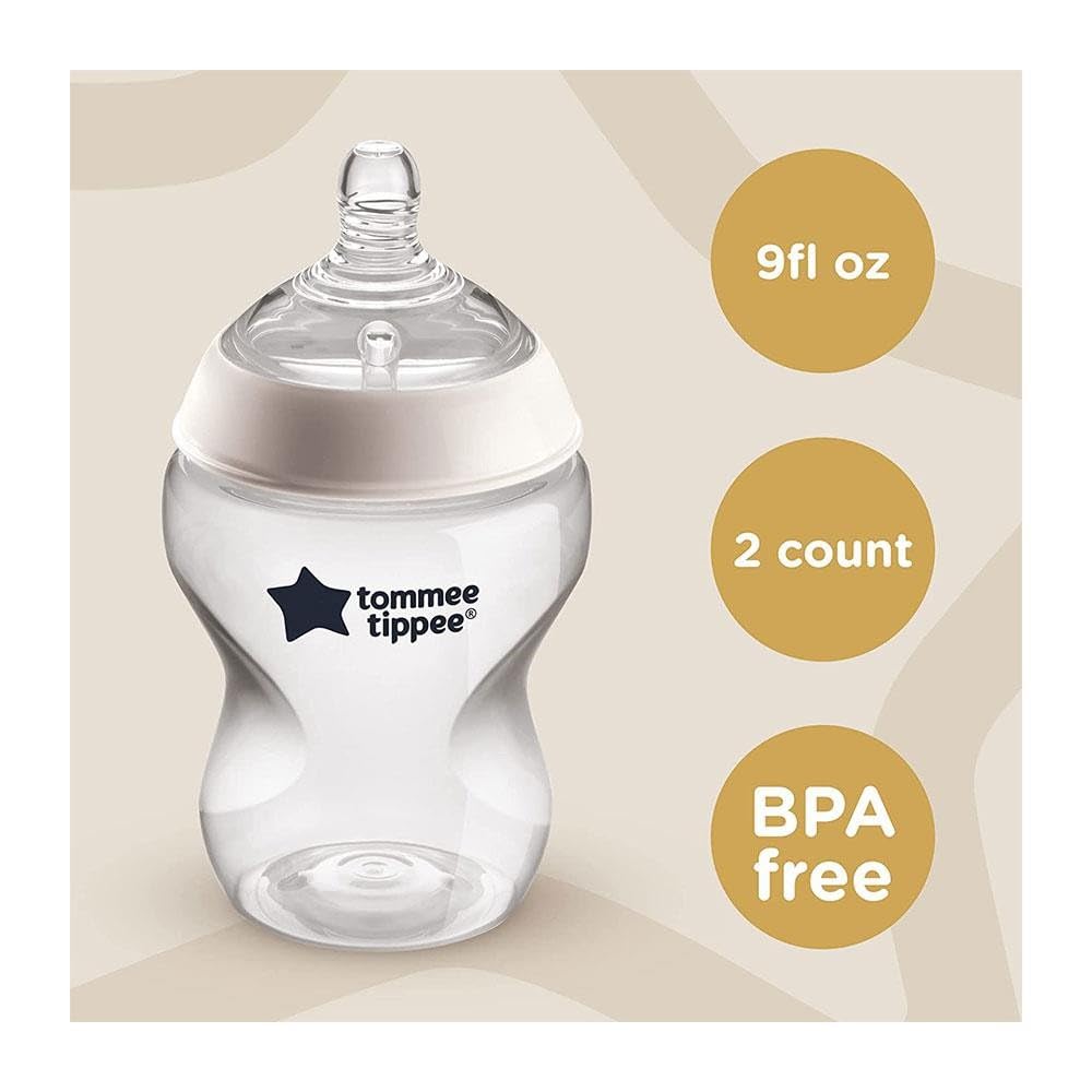 Tommee Tippee Baby Bottles 260ml (Twin Pack) - BPA-Free, Anti-Colic, Easy-Grip - Perfect for Newborns & Infants - Ideal for Breastfeeding, Formula Feeding & On-the-Go Use