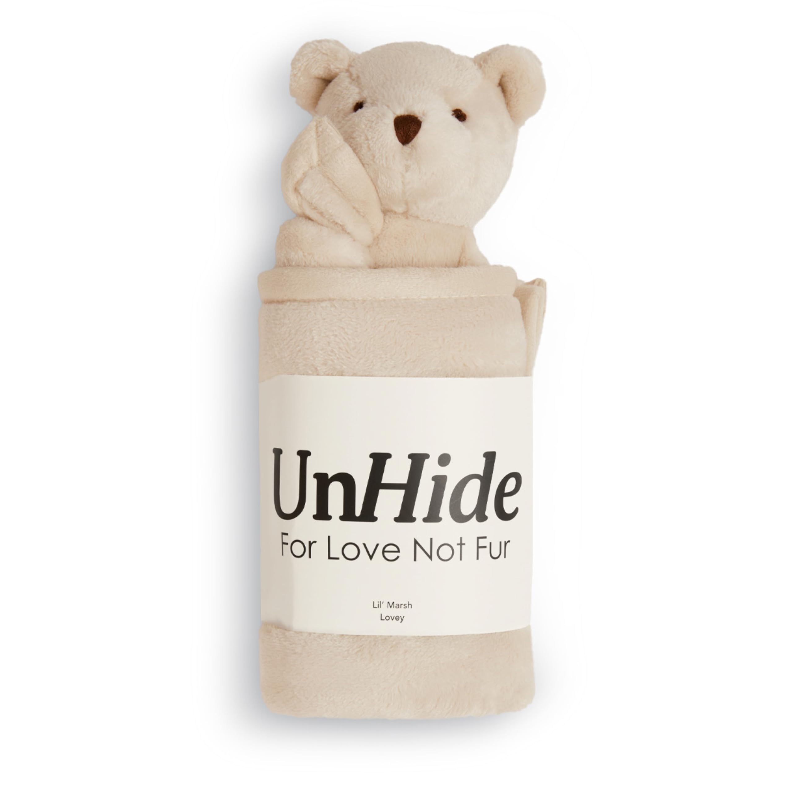 UnHide Lil' Marsh Lovey - Ultra Soft Baby Blanket with Adorable Stuffed Bear - 20' x 20' Plush Security Blanket for Infants & Toddlers - Perfect for Nursery, Stroller, Travel and Cuddling
