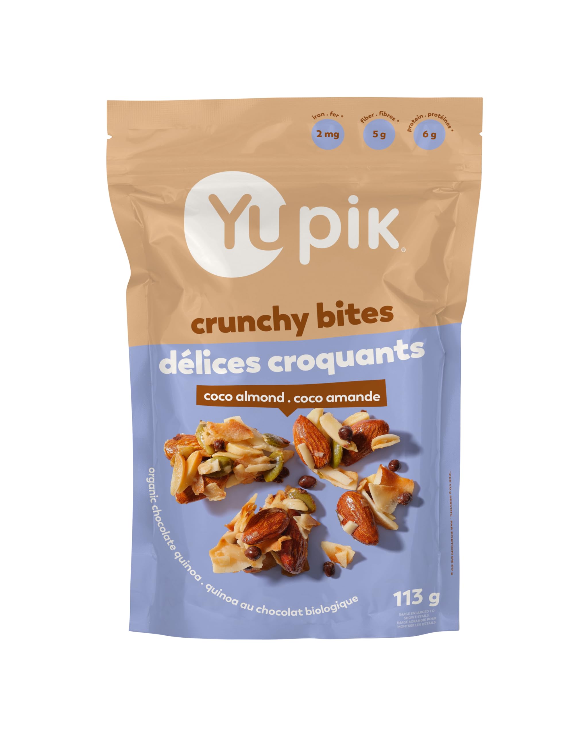 Yupik Coco Almond Crunchy Bites - 113g Gluten-Free, Kosher, Non-GMO Maple Glazed Snack with Coconut Clusters, Almonds, Chocolate Quinoa Puffs & Pumpkin Seeds | Healthy Nutritious Snacks for Office, Hiking & On-the-Go Energy Boost