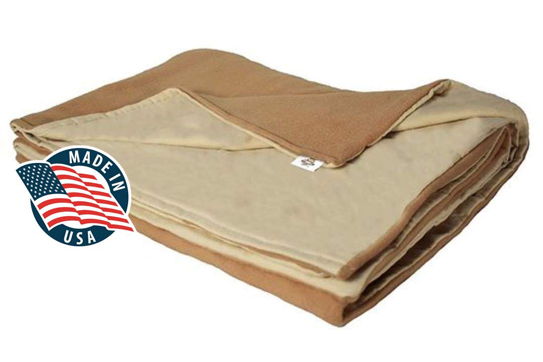 14lb Weighted Blanket for Adults - Large 72'' x 42'' Fleece/Flannel - Medium Pressure Therapy - Made in USA - Tan - Perfect for Anxiety Relief & Better Sleep