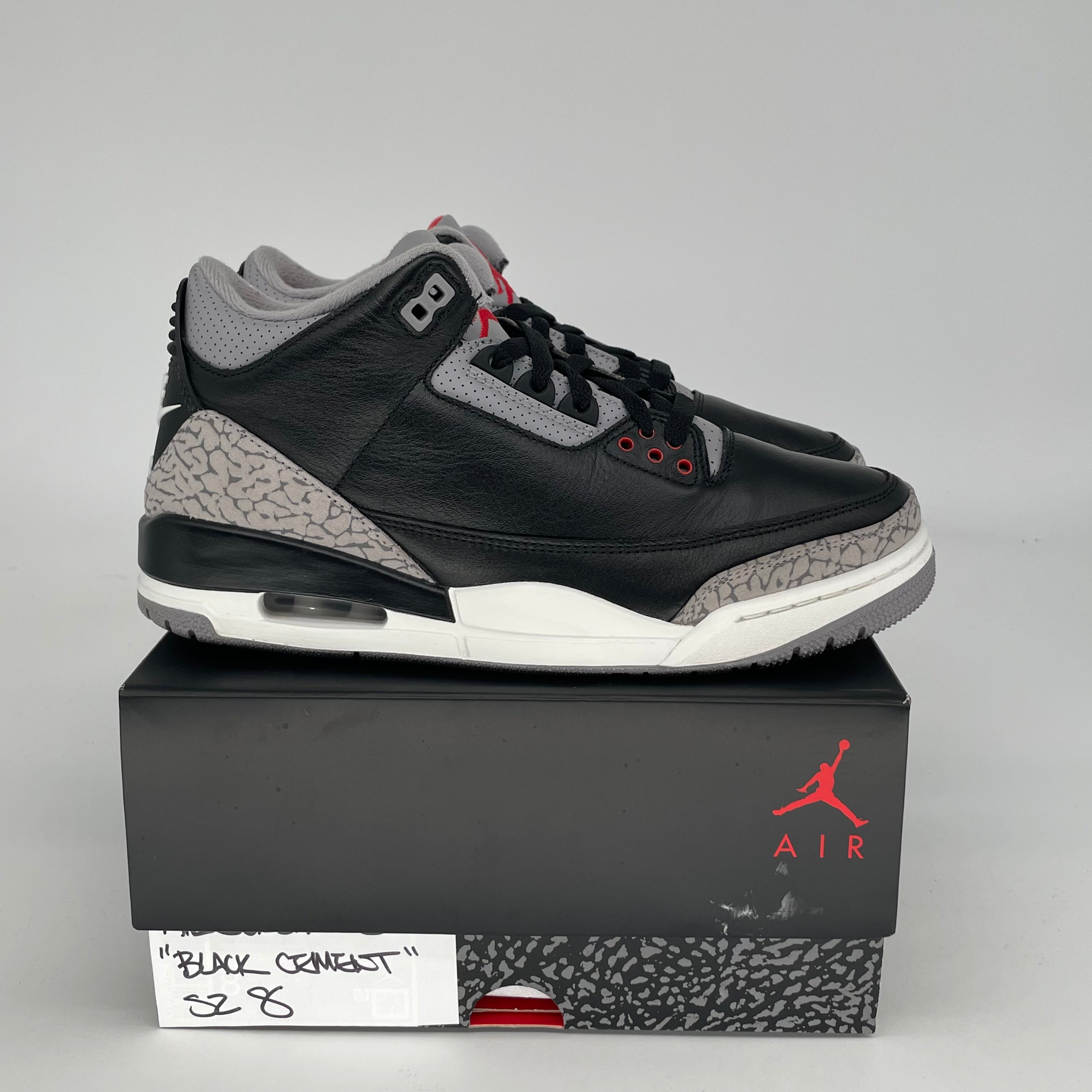 Original Air Jordan 3 Retro 'Black Cement' Men's Basketball Shoes Size 8 (DN3707-010) - Classic Sneakers for Streetwear & Basketball Games