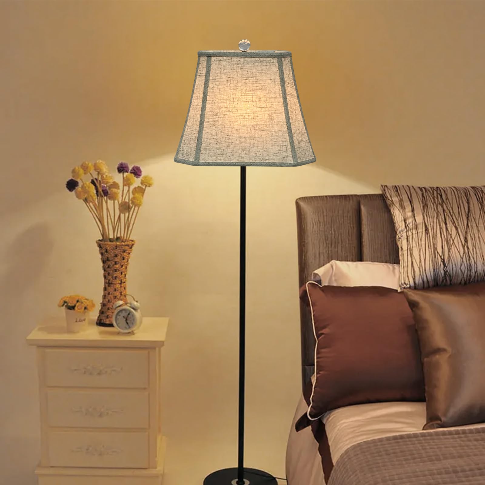 TOOTOO STAR 6x9 to 11x14 Inch Linen Lamp Shade - Bell Cut Corner Design for Table & Floor Lamps - Replaceable Fabric Lampshade - Perfect for Living Room, Bedroom & Office Decor