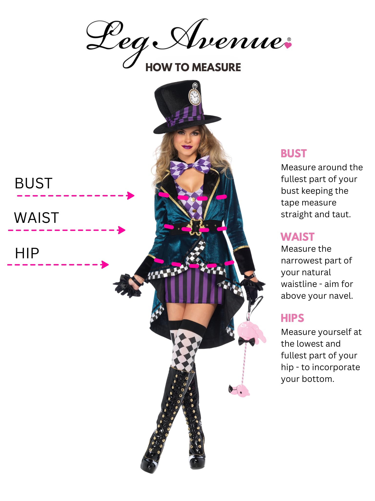 Leg Avenue Women's 5-Piece Delightful Mad Hatter Costume Set - Alice in Wonderland Tea Party, Cosplay & Halloween Costume for Women