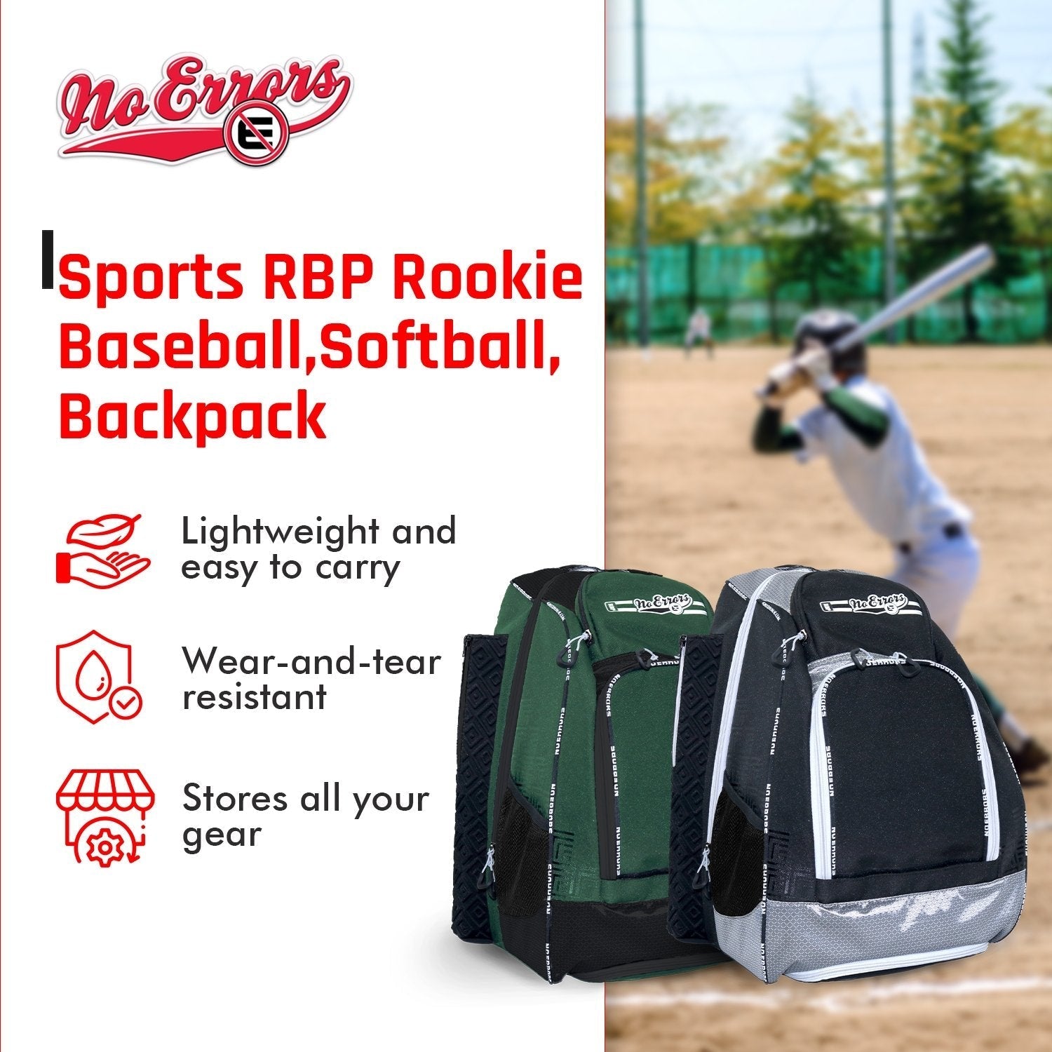 RBP Baseball and Softball Backpack - Durable Sports Equipment Bag for Players & Coaches - Perfect for Training, Games & Travel