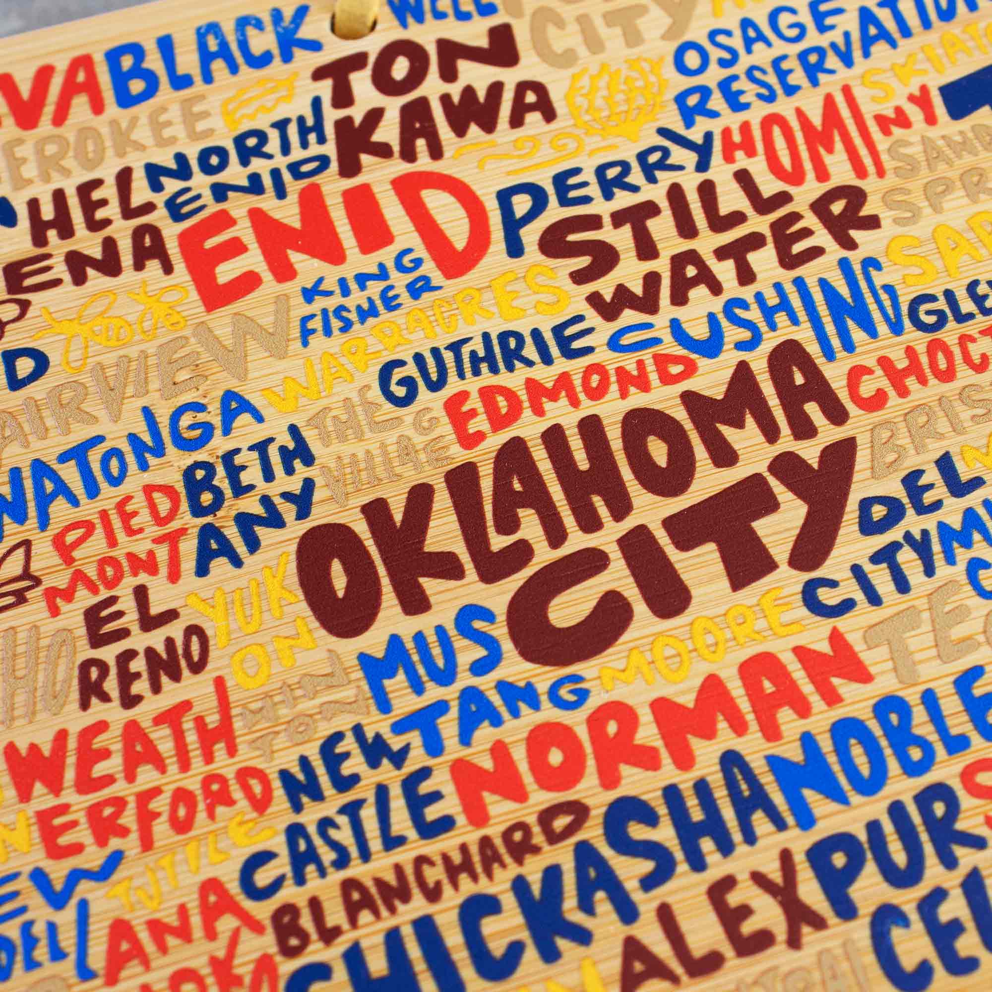 Premium Oklahoma-Themed Wooden Cutting Board with Artistic Engraving by Wander on Words™ - Perfect for Kitchen Decor, Gift Giving, and Home Use