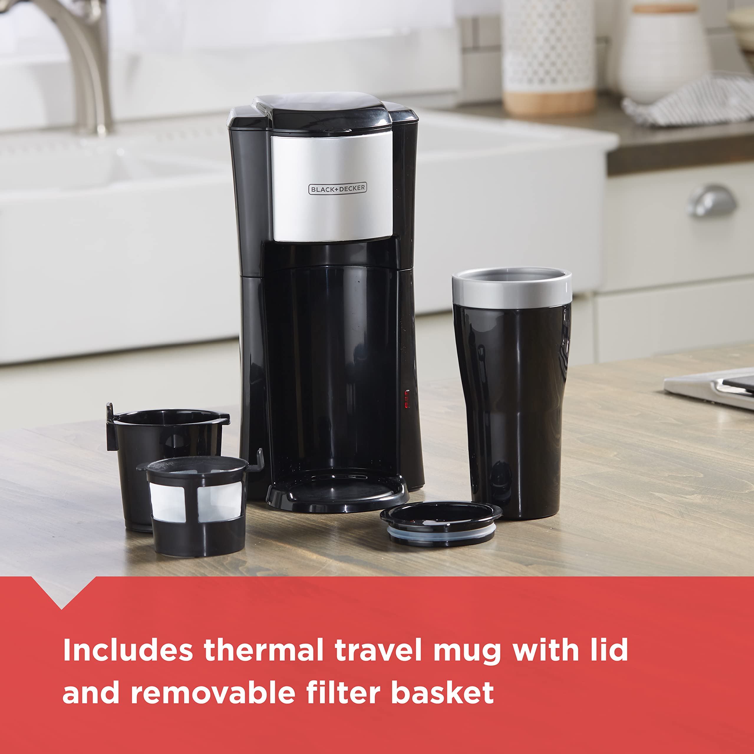 BLACK+DECKER CM618 Single Serve Coffee Maker for Home & Office - Fast Brewing, Compact Design, Black - Perfect for Small Spaces & Quick Coffee Breaks