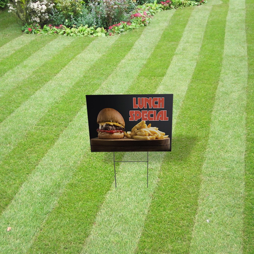 24x18 Inch Weatherproof Yard Sign - Double Sided Outdoor Advertising for Lunch Specials, Bistros & Cafes | Durable Lawn & Garden Signage for Restaurants, Events & Promotions