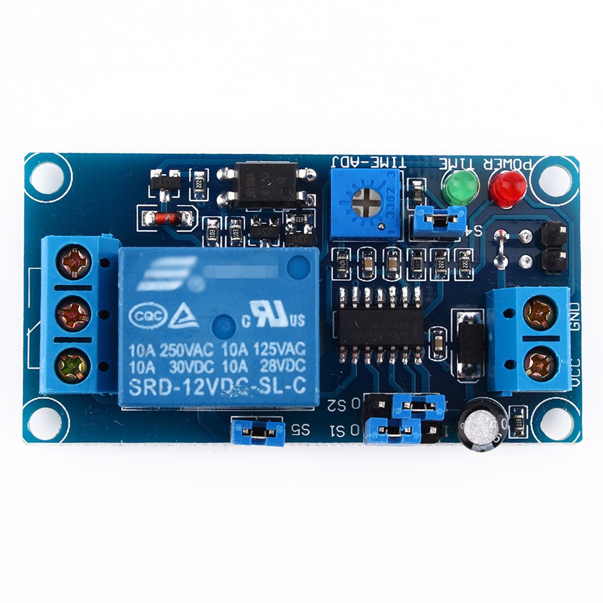 12V DC Delay Relay Timer Switch Module - Adjustable On/Off Delay Circuit with Anti-Power Reversal Diode (2.16x1.18 inch) for Automotive, Home Automation, and DIY Electronics Projects