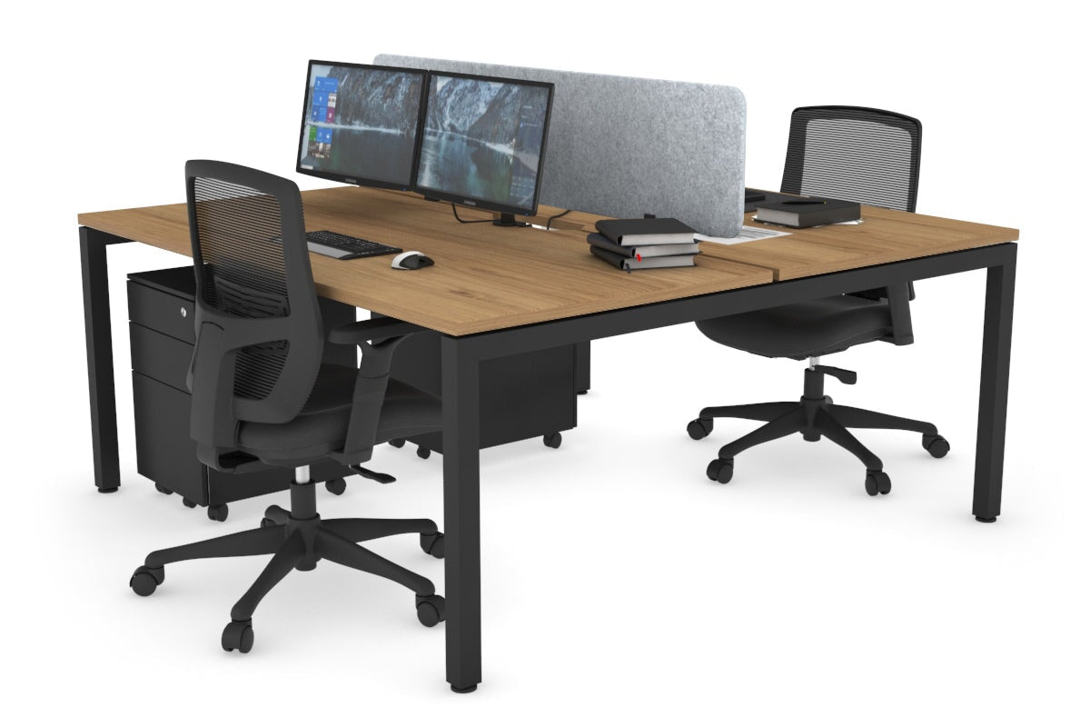 Quadro Square Legs 2 Person Office Workstation Desk - 1400L x 800W with Cable Management Scallop - Perfect for Shared Workspaces & Home Offices