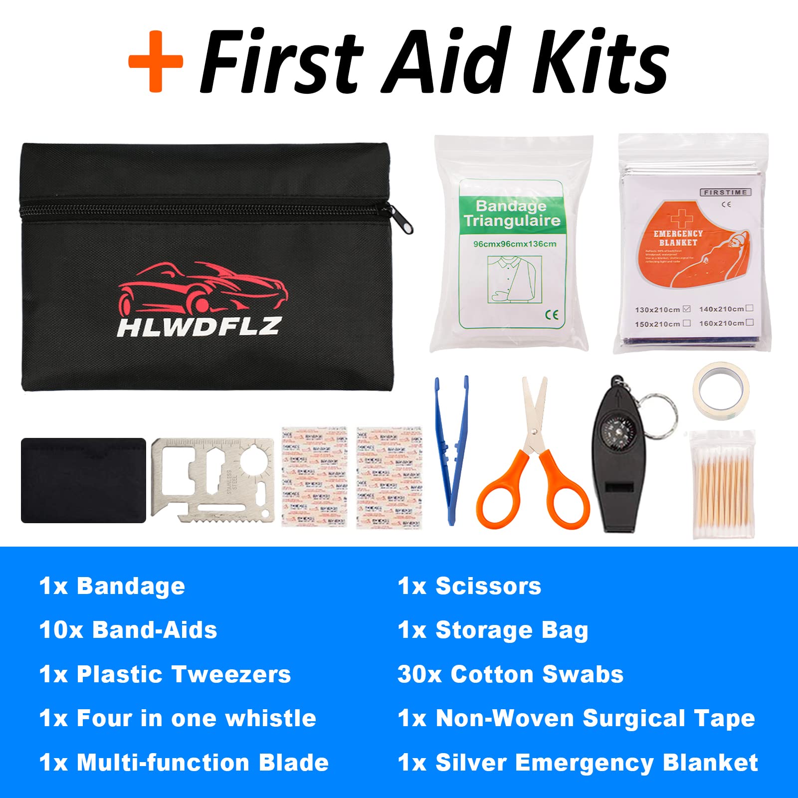 Premium Car Emergency Safety Kit - Auto Roadside Assistance Kit with Jumper Cables, First Aid & Tools for Cars, Trucks & RVs - Essential for Winter Travel & Road Trips