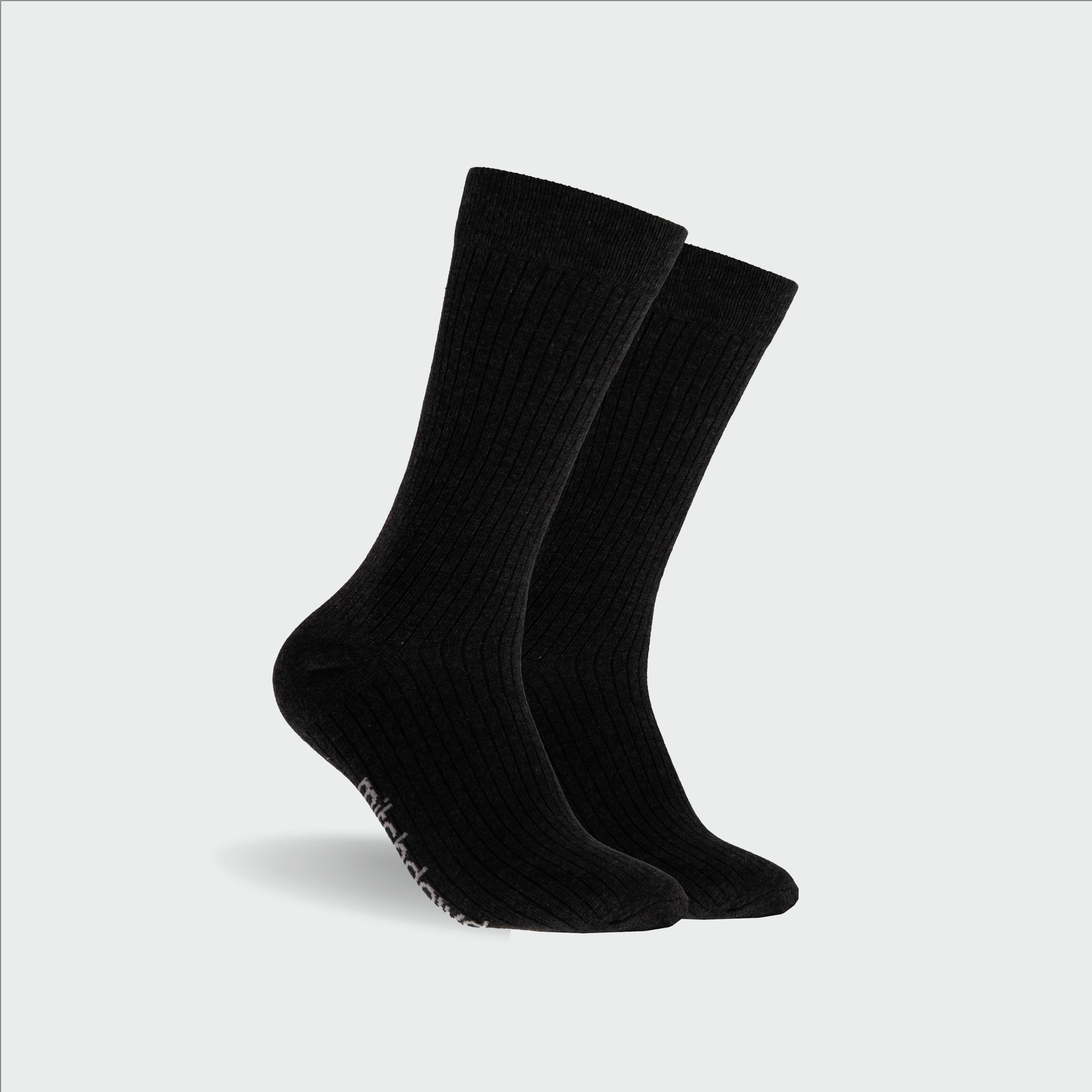 Men's Plain Cotton Crew Socks 5-Pack Black - Soft Breathable Everyday Socks for Work, Gym & Casual Wear