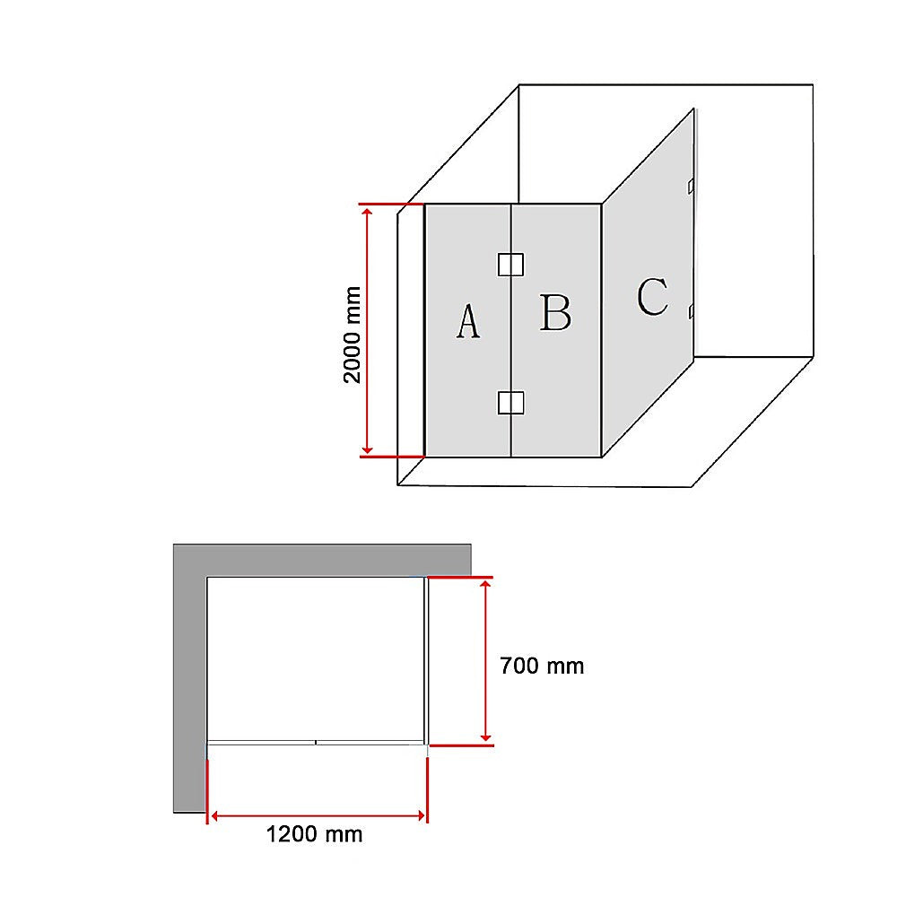 10mm Frameless Glass Shower Screen 1200 x 700mm - Modern Bathroom Enclosure by Della Francesca | Perfect for Walk-in Showers and Spa-Like Bathrooms