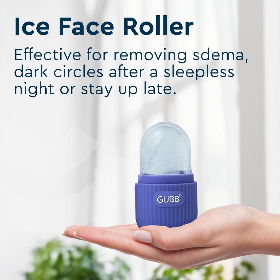 GUBB Ice Roller for Face & Neck Massage - Cooling Facial Roller for Puffy Eyes, Skin Tightening & Glowing Complexion | Reusable Silicone Face Massager for Dark Circles & Inflammation Relief | Perfect for Morning Routine, Post-Workout Recovery & Spa Day (Purple)