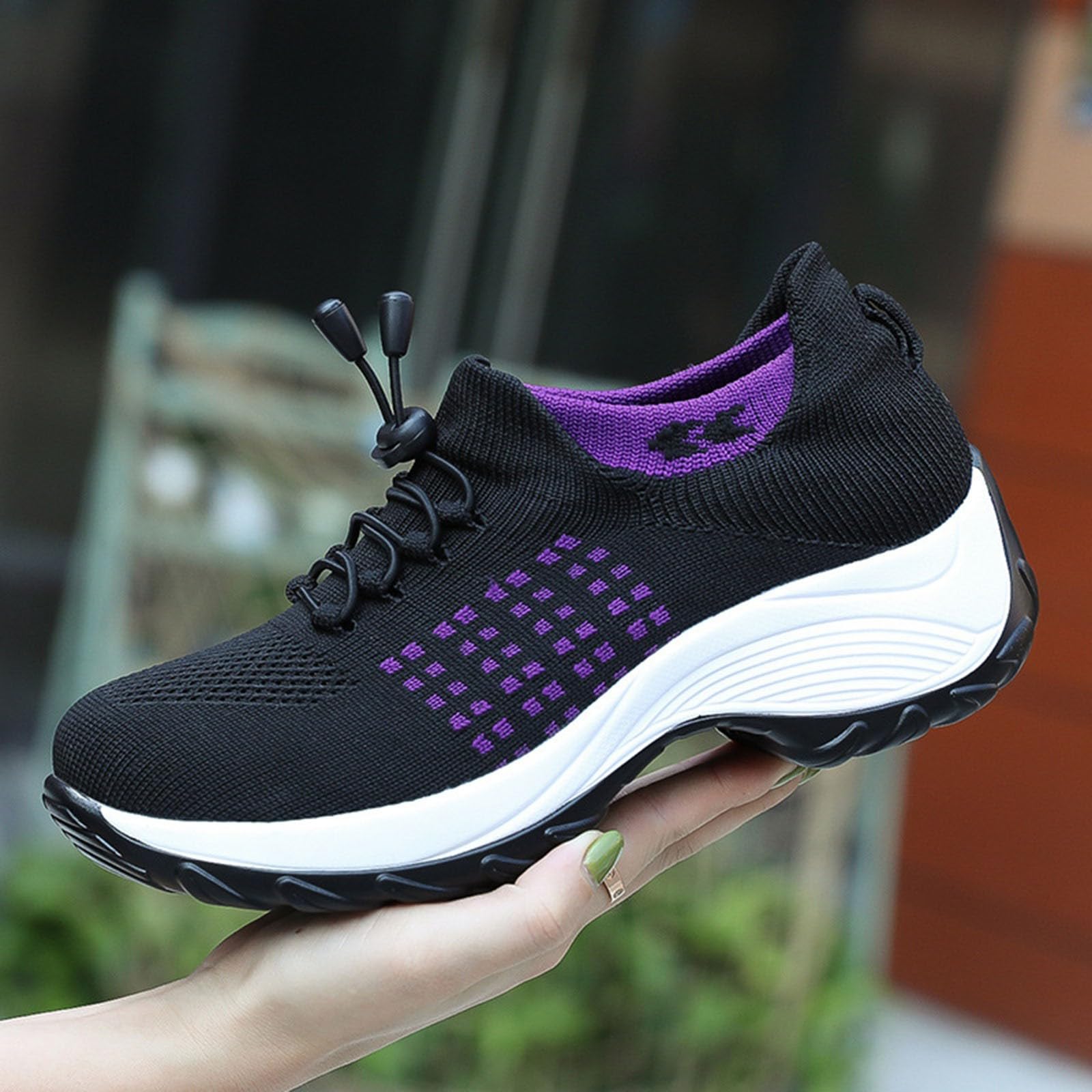 **Women's Slip-On Sneakers - Breathable Mesh Running Shoes with Platform & Lace-Up Design for Comfort & Style | Perfect for Jogging, Gym Workouts & Casual Wear**