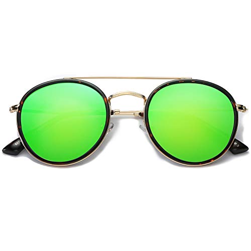 Gold Leopard Frame/Green Mirrored Lens