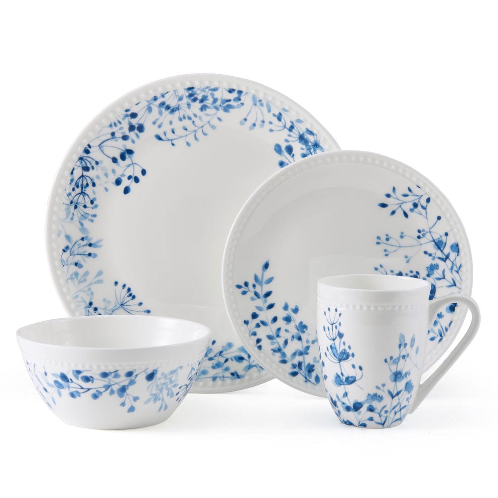 Taryn 16-Piece Dinnerware Set - Service for 4 - Porcelain Dinner Plates, Salad Plates, Bowls & Mugs - Elegant Tableware for Everyday Dining, Dinner Parties & Family Gatherings