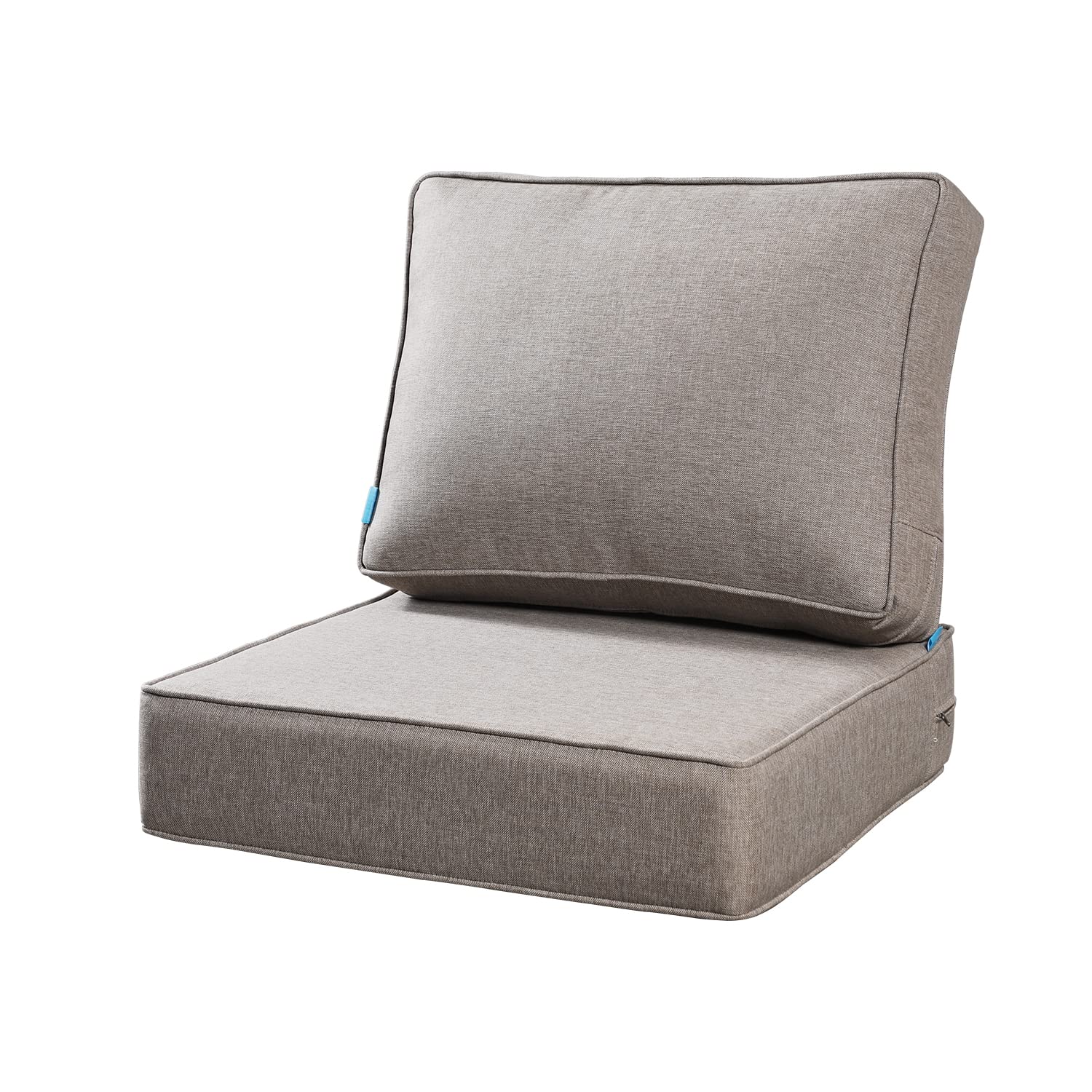 24x24 Inch Deep Seat Patio Cushions for Outdoor Furniture - 6 Inch Thick with 18x24 Inch Back Cushion - Removable & Replaceable Olefin Fabric Covers in Khaki & Floral Patterns - Perfect for Patio Sofas, Sectionals, and Outdoor Lounge Chairs