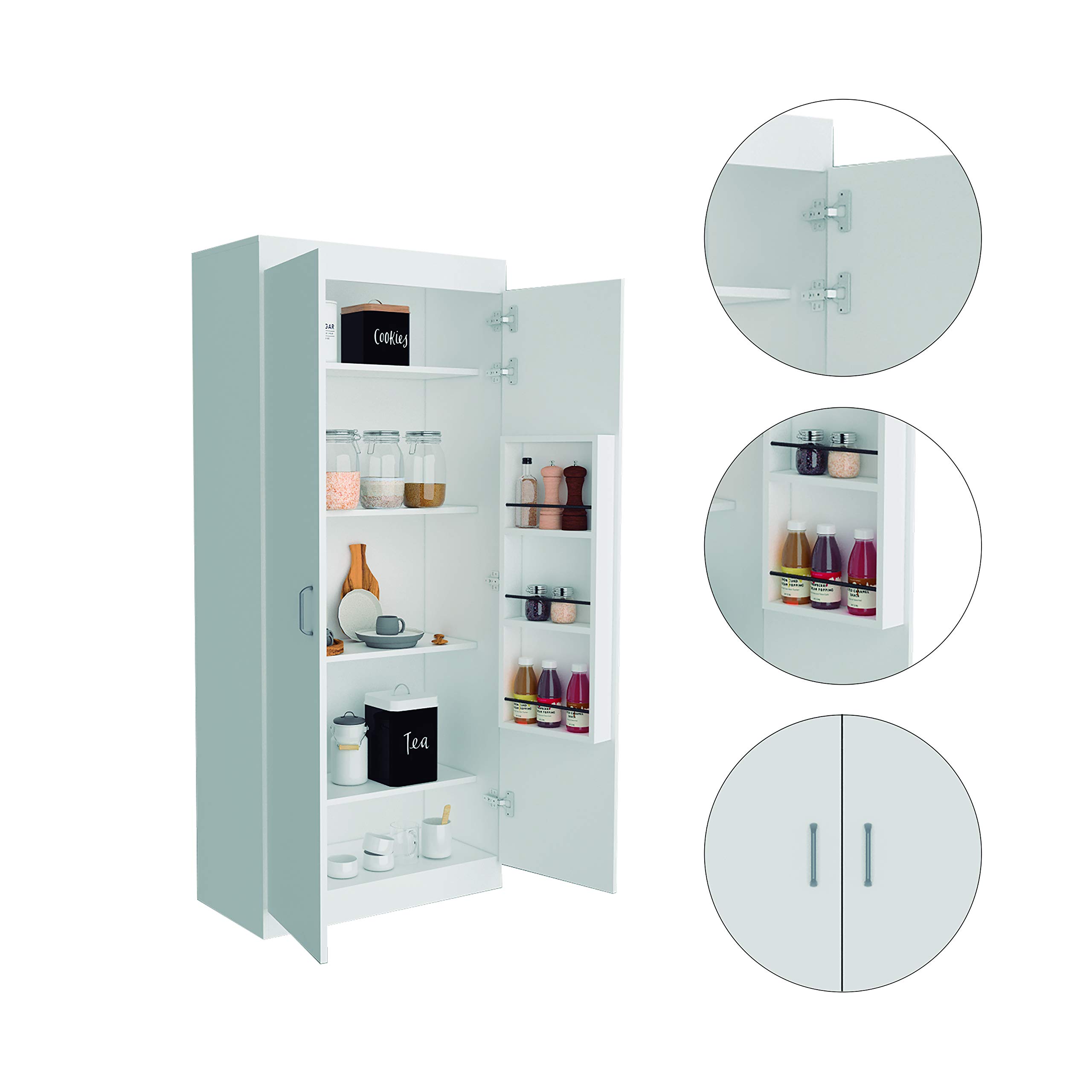 Albany Classic Double Door Pantry Cabinet with 5 Adjustable Shelves - Spacious Kitchen Storage for Organizing Food, Dishes & Supplies | Perfect for Pantry, Garage & Laundry Room Organization
