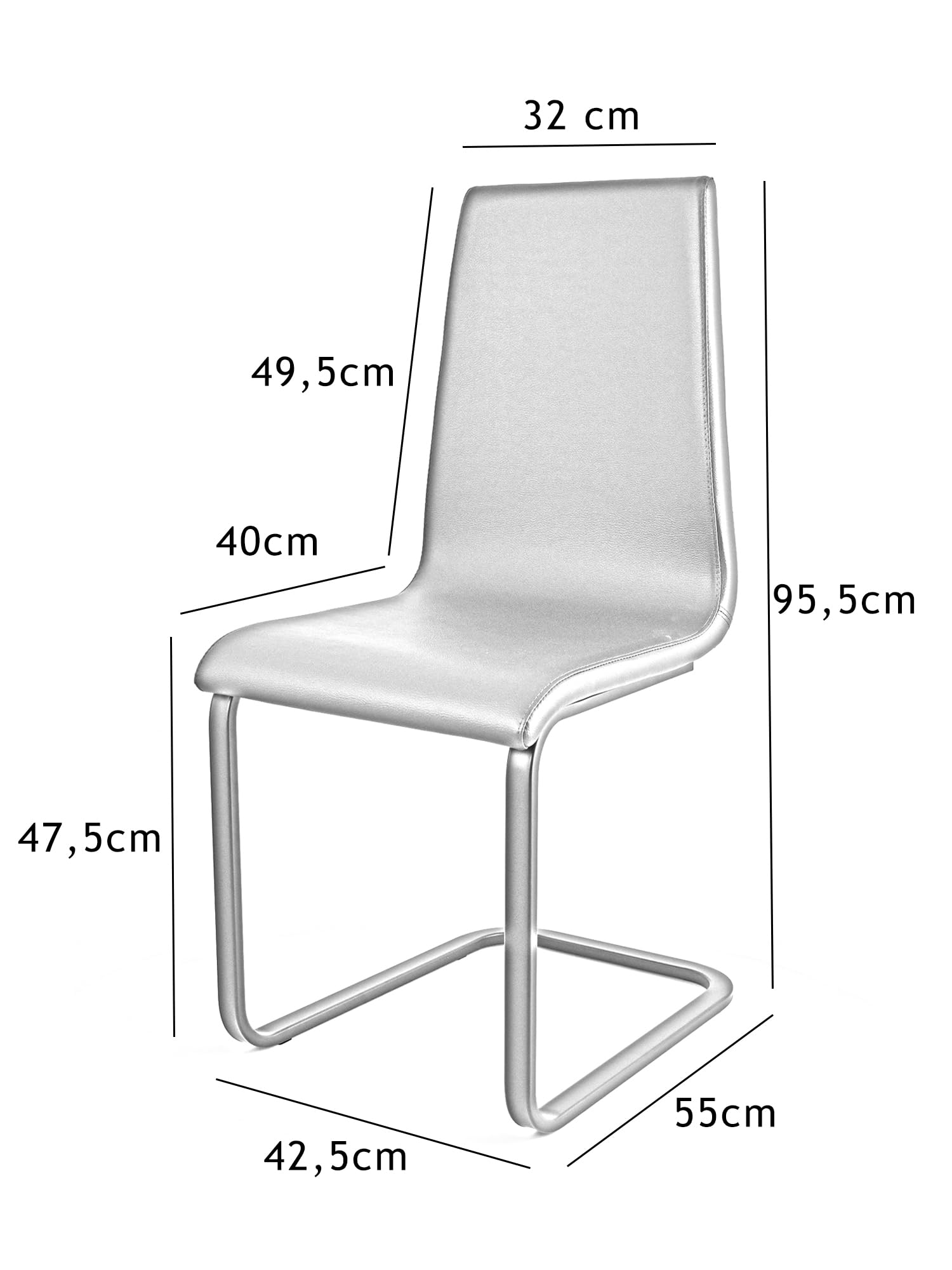 TommyChairs Berlin Style Cantilever Chair with High-Strength Chrome Steel Legs & Multi-Layer Wood Seat, Mocha Faux Leather Upholstery - Modern Dining Room, Living Room, Office Furniture for Home Decor