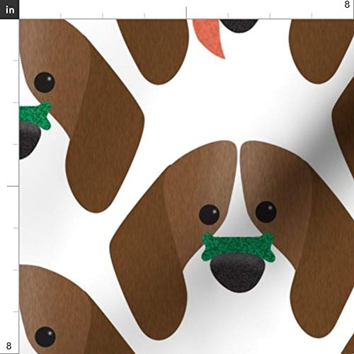 Beagle Dog Bone Puppy Printed Petal Signature Cotton Fabric by The Yard - Premium Spoonflower Fabric for Sewing, Quilting, Apparel & Home Decor - Perfect for DIY Crafts, Dog-Themed Projects & Nursery Decorations