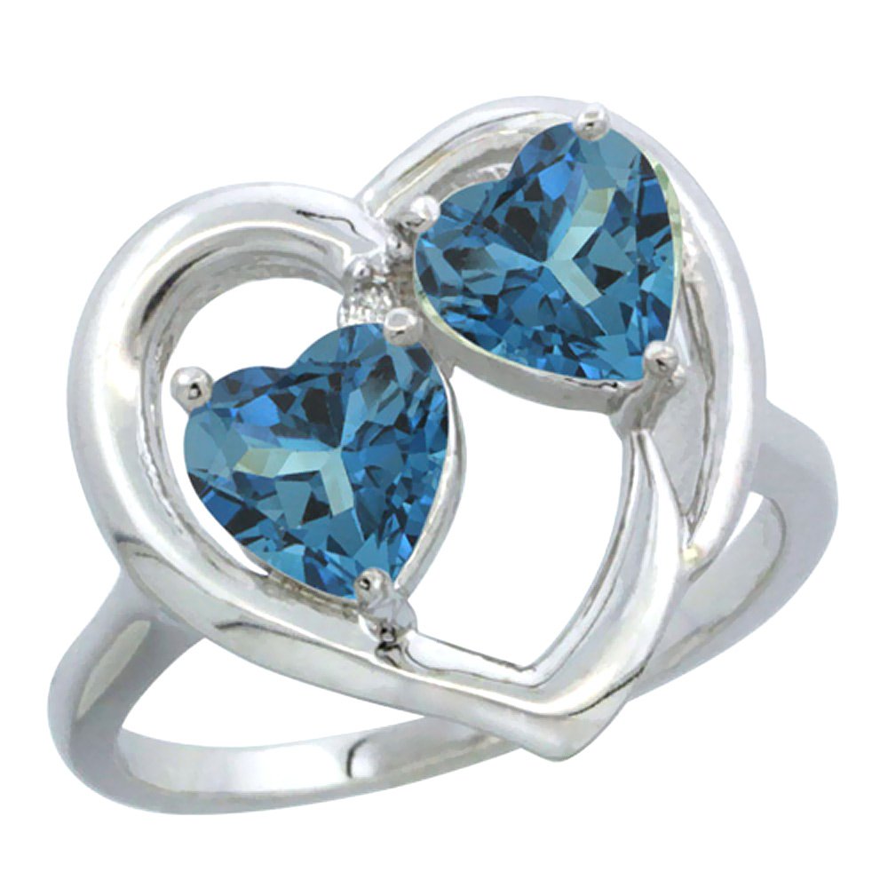 10K Yellow Gold Heart Ring with 6mm Natural London Blue Topaz & Diamond Accent - Sizes 5-10 | Elegant Jewelry for Valentine's Day, Anniversary & Romantic Gifts