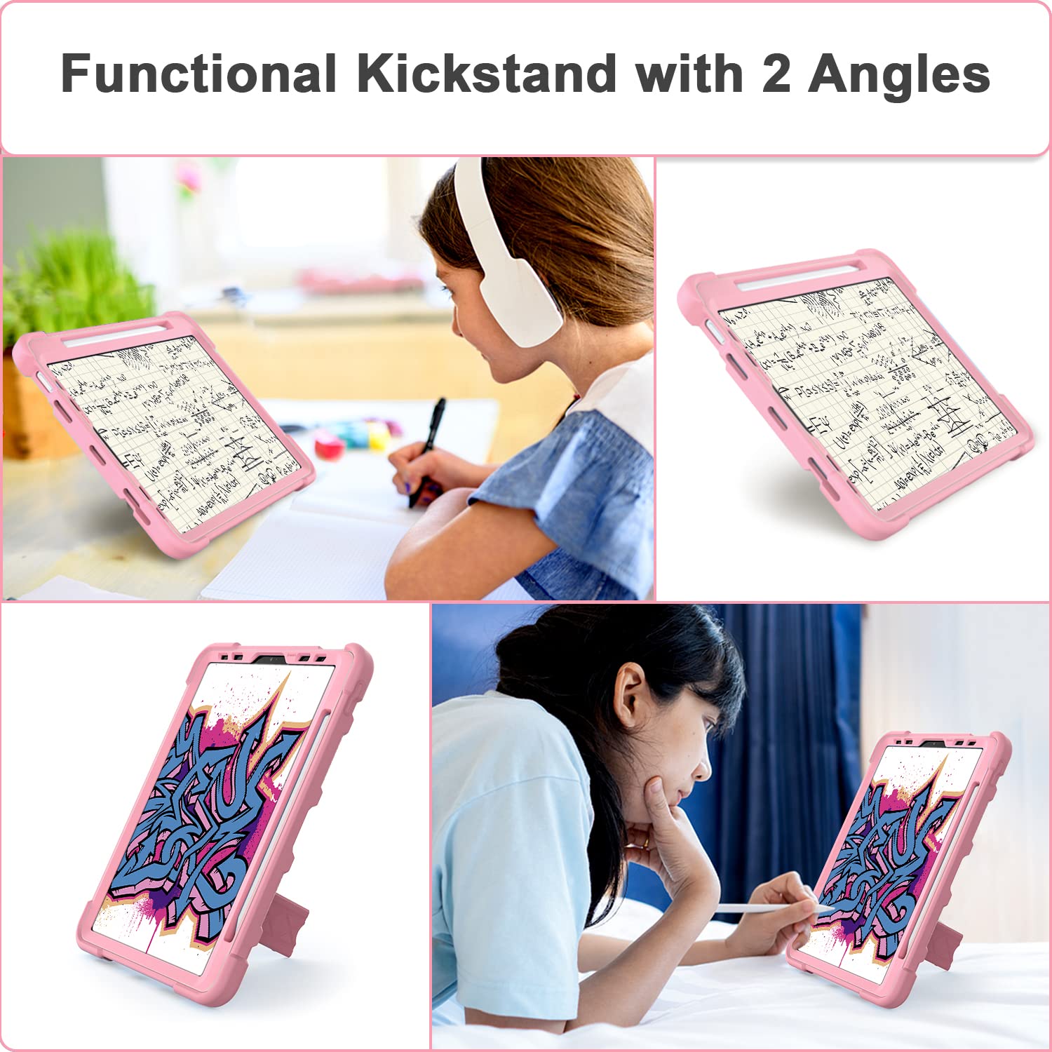 Shockproof Kids Case for iPad Air 5th/4th Generation 10.9 Inch (2022/2020 Model) - Heavy Duty Rugged Protective Cover with Apple Pencil 2nd Gen Charging Support - Rose Gold | Perfect for School, Travel & Outdoor Activities