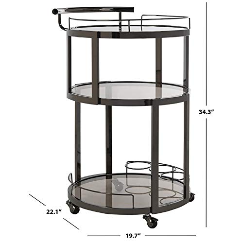 Safavieh Rio Bar Cart - Modern Rolling Bar Cart with Glass Shelf & Storage for Home, Office, or Party Use - Perfect for Serving Drinks, Displaying Decor, or Organizing Essentials