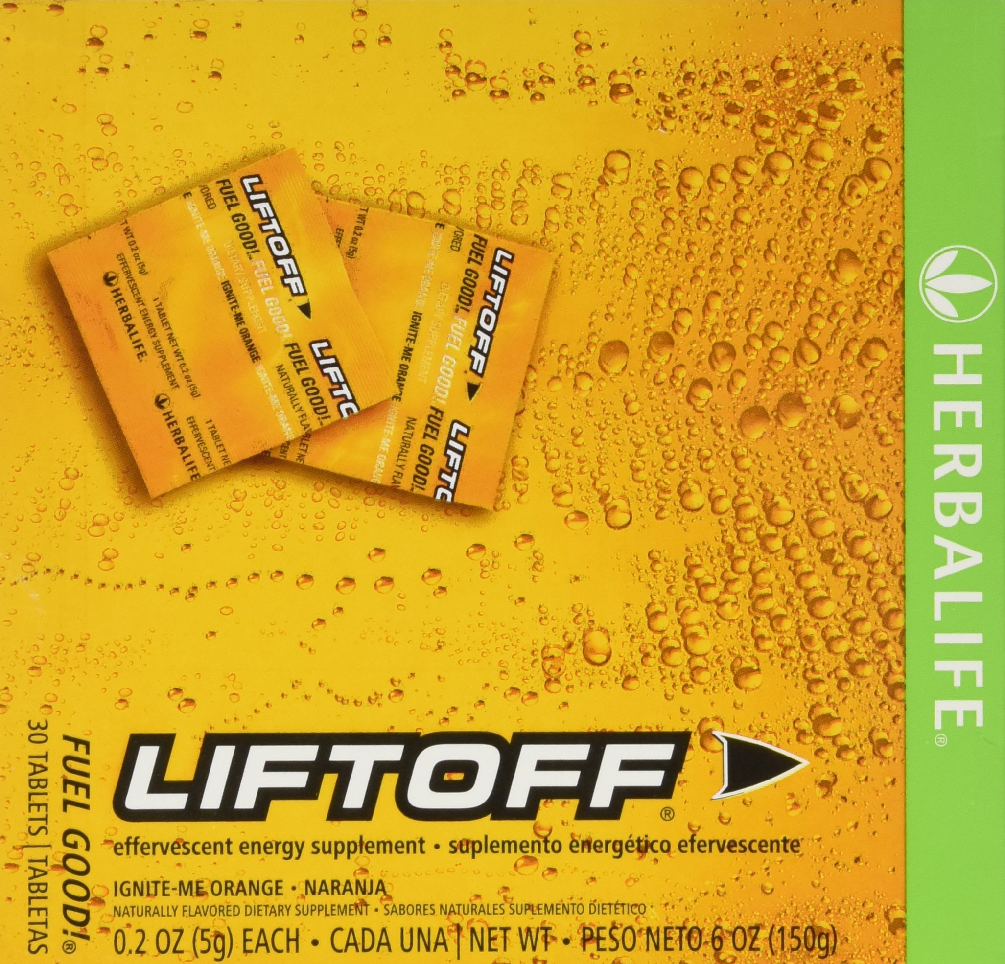 Herbalife LIFTOFF Energy Drink Tablets - Orange Flavor, 30 Count | Boost Energy & Focus for Workouts, Study & Daily Activities