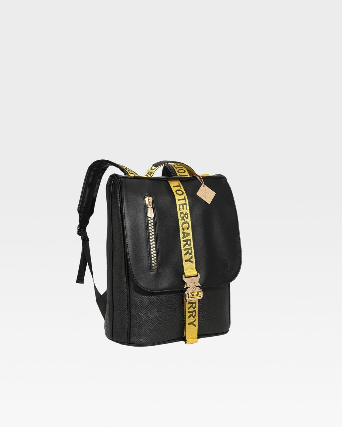 Black & Yellow Caution Tape Backpack - Durable Safety Themed School Bag for Students, Construction Workers & Outdoor Enthusiasts