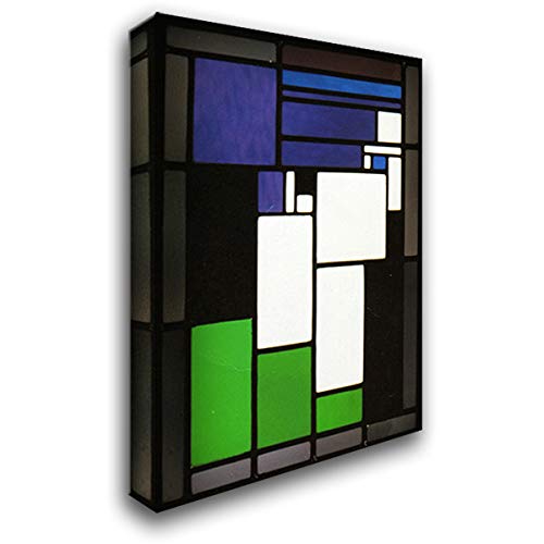 Stained Glass Composition Woman 18x24 Gallery Wrapped Canvas Art Print by Theo Van Doesburg - Modern Abstract Wall Decor for Living Room, Bedroom & Office