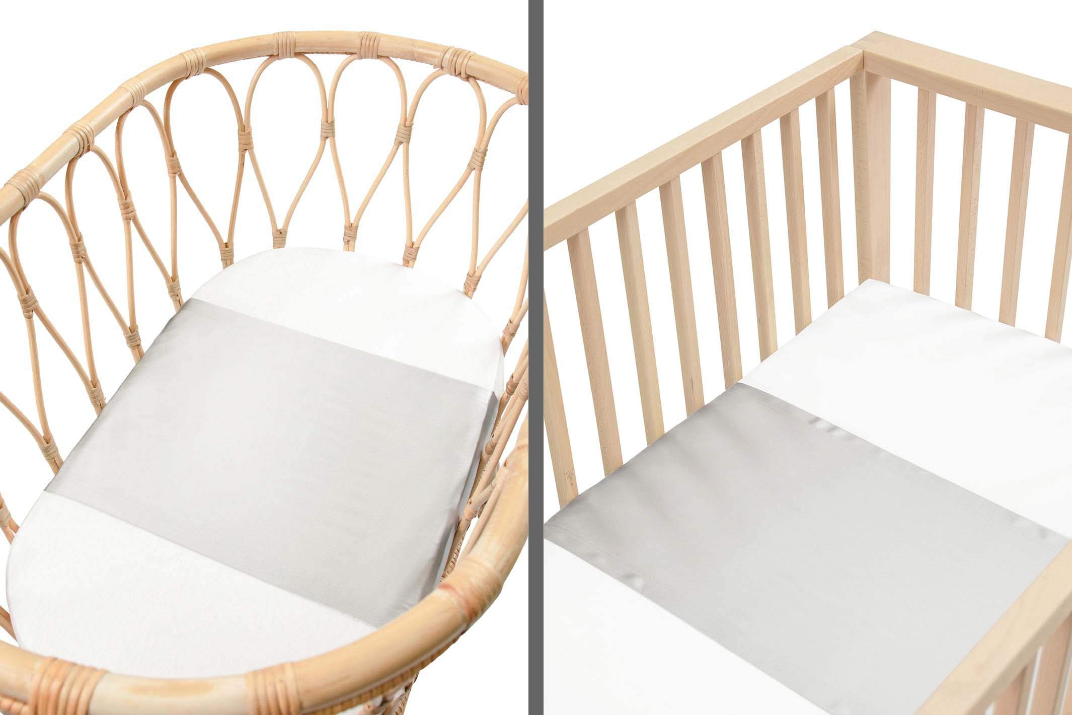 2-Pack Premium 25 Momme Mulberry Silk Baby Sleeves Set - Bassinet & Crib Sleeves for Hair Loss Prevention | SIDS Safe Silk Bedding for Newborns (Dove Gray) | Perfect for Nursery, Baby Showers & Gentle Hair Care