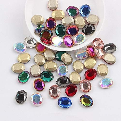 100pcs Mixed Color Flatback Rhinestones for Nail Art - Non Hotfix Glass Gems for DIY 3D Nail Decorations (8x10mm Mirror) - Perfect for Manicures, Pedicures & Nail Salon Designs