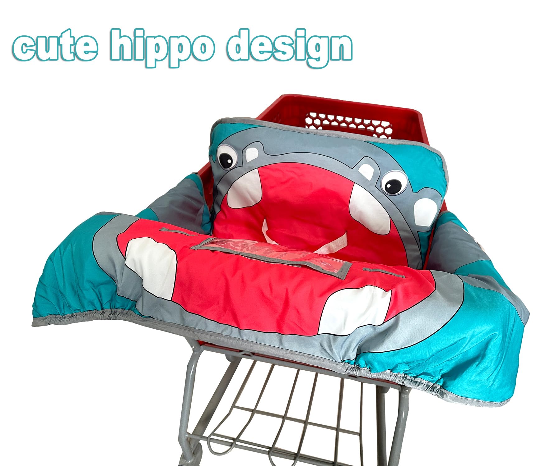 Waterproof 2-in-1 Baby Cart & High Chair Cover - Soft Pillow (Hippo) for Shopping & Dining