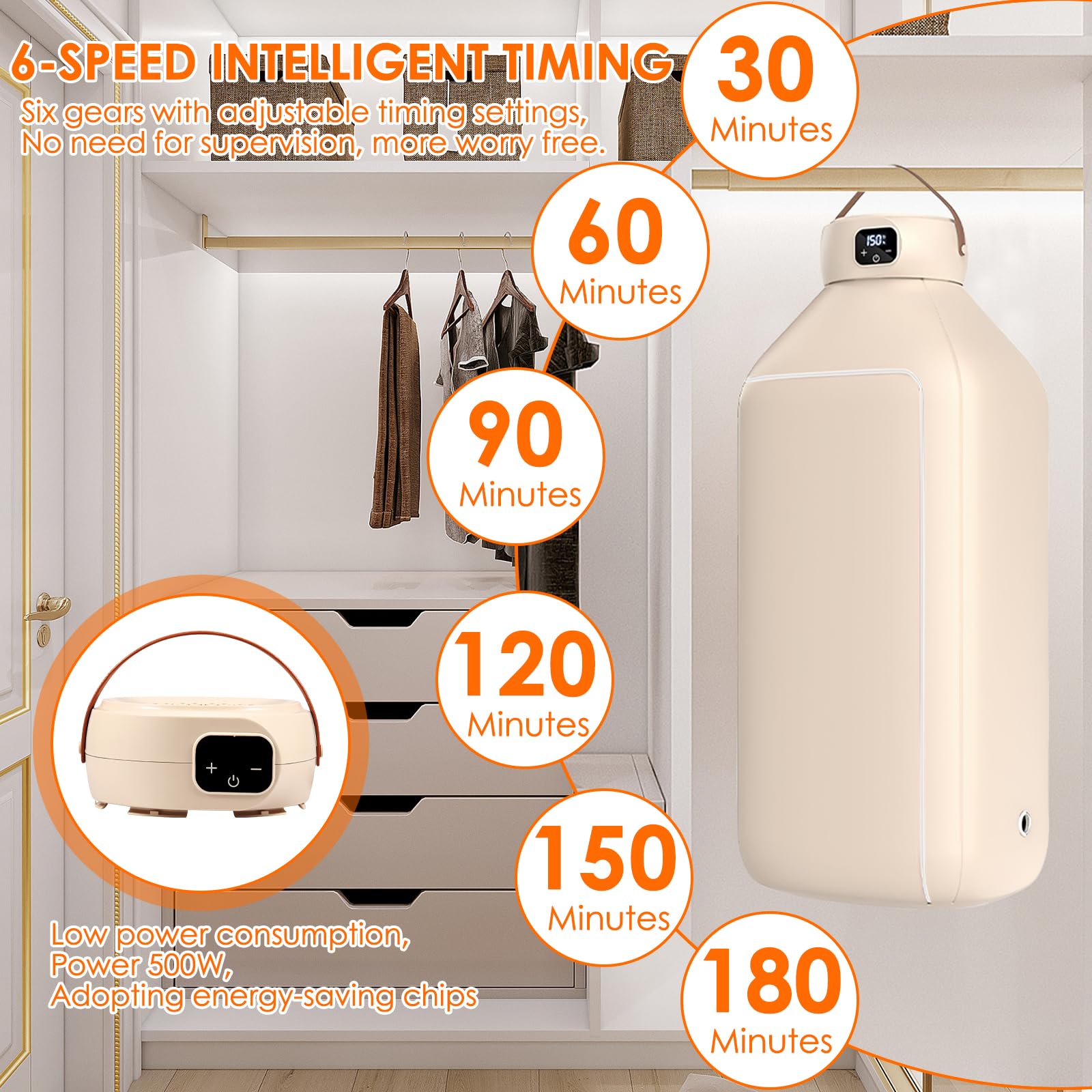 Portable Clothes Dryer - Compact & Foldable Mini Dryer Machine with Timer for Apartments, RVs, Travel | Perfect for Underwear, Baby Clothes, Stockings & Small Laundry Loads | Space-Saving & Energy Efficient