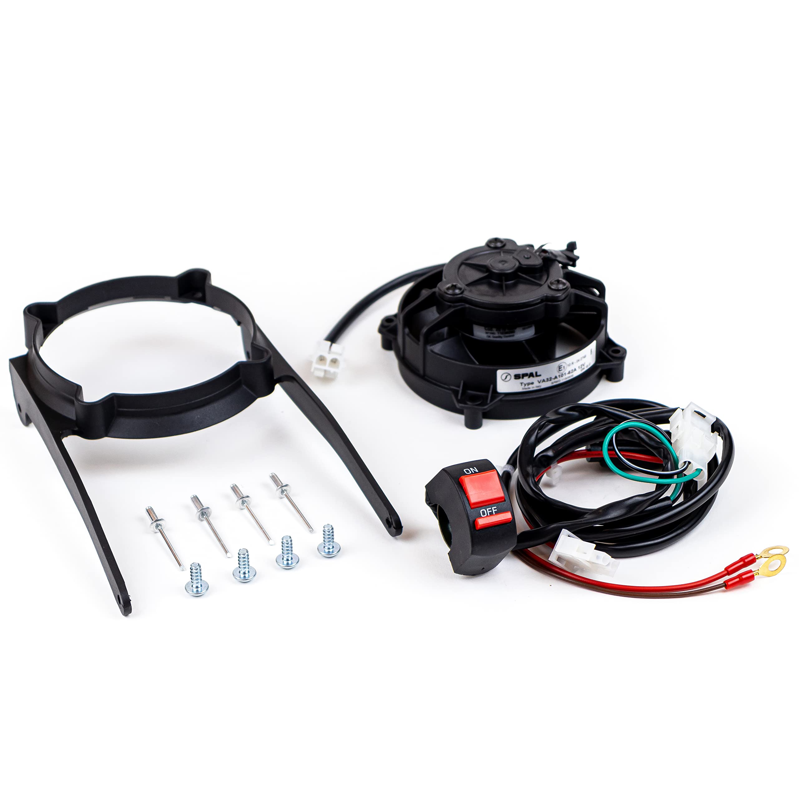 Original SPAL Radiator Cooling Fan with ON/Off Switch & Mounting Kit for KTM & Husqvarna Dirt Bikes (2004-2016, 2 & 4 Stroke) - High-Performance Cooling System for Off-Road & Trail Riding Adventures
