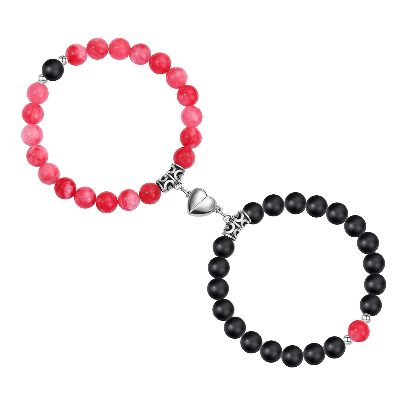 Magnetic Couple Bracelets for Women & Men - Romantic Love Bracelets with Natural Beads, Long Distance Relationship Gifts for Valentines Day, Anniversary & Wedding - Perfect for Couples Matching Jewelry & Meaningful Presents