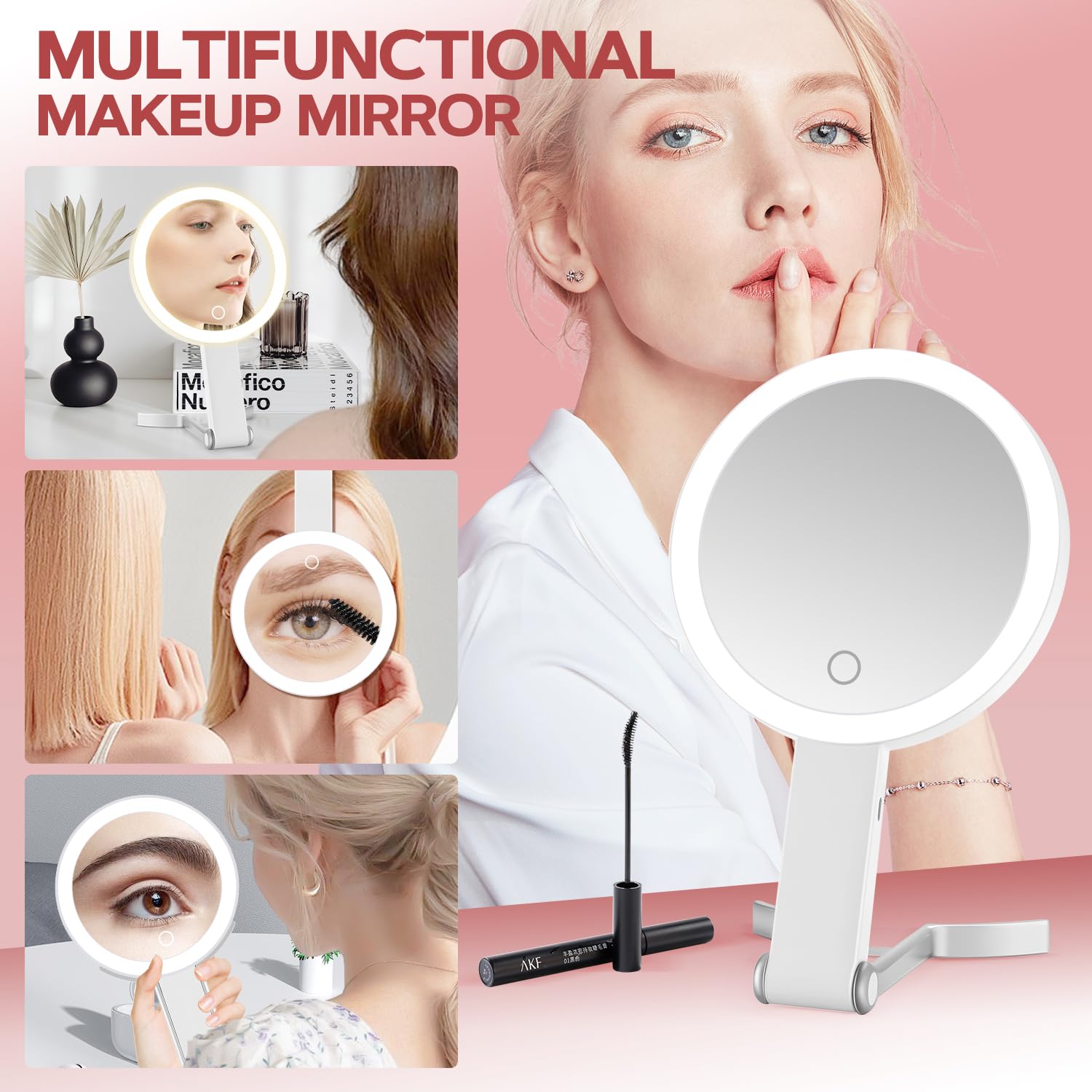 MIYADIVA 30X Magnifying Lighted Makeup Mirror with Adjustable Brightness - Portable Travel Vanity Mirror with Handle for Women | Perfect for Home Dressing Table, Bathroom & Travel Makeup Kit