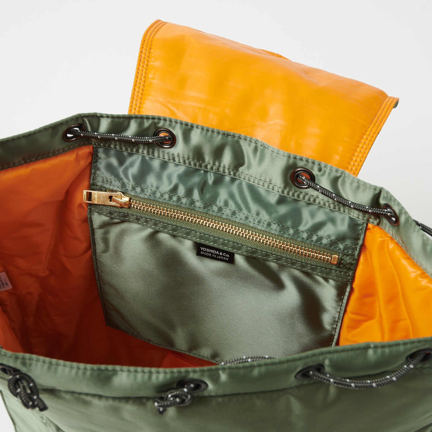 Porter Yoshida & Co. Tanker Ruck Sack Backpack - Durable Sage Green Military Style Rucksack for Travel, Hiking & Outdoor Adventures