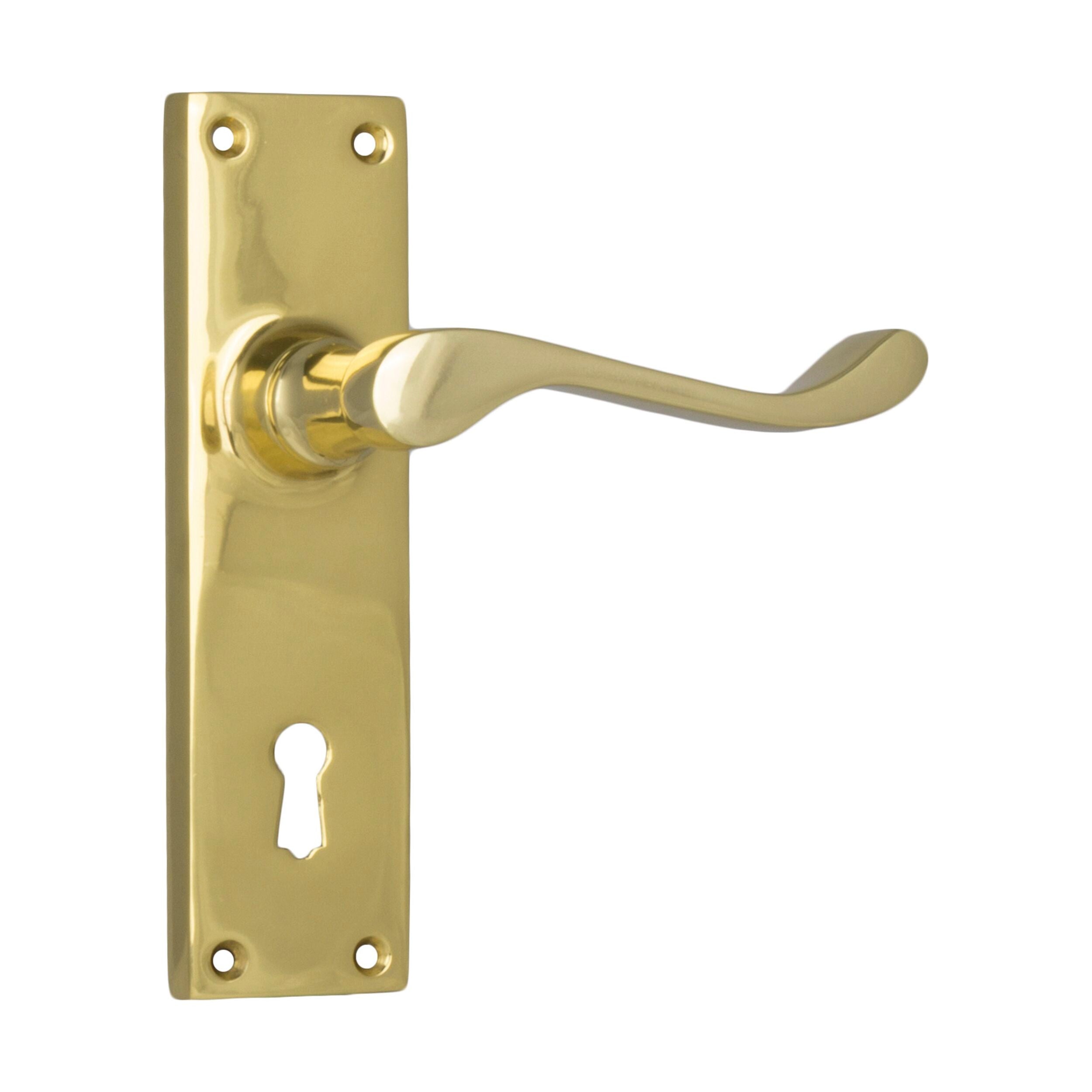Victorian Style Door Lever Lock Set - Polished Brass Finish - 1038 Series - H152xW42xP59mm - Perfect for Historic Homes, Bedrooms & Office Doors