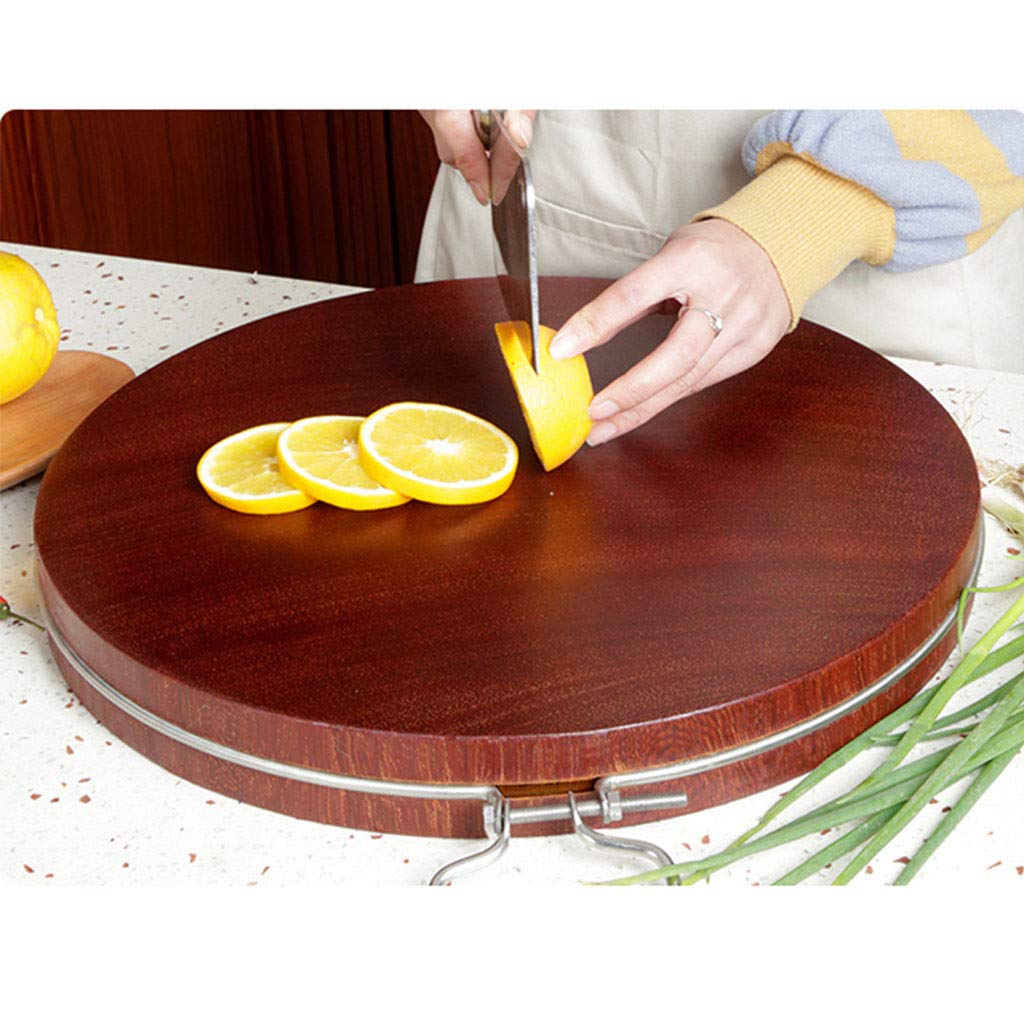 Premium Round Solid Wood Cutting Board - 5cm Thick Natural Wood Chopping Block with Hanging Hole for Chefs, Restaurants & Home Kitchens | Perfect for Meat, Vegetables & Baking Prep