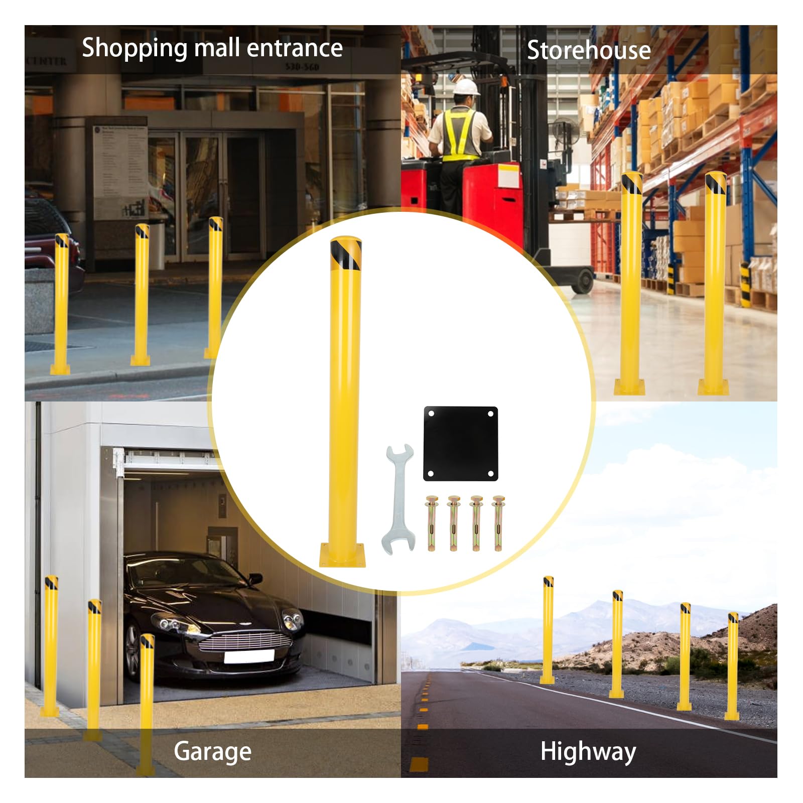 Yellow Steel Safety Bollard 48