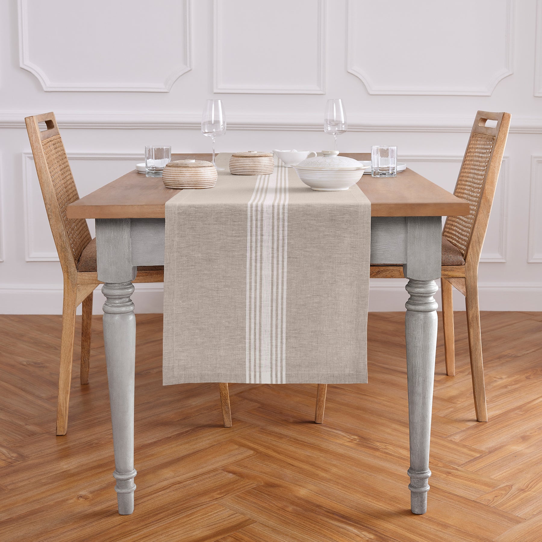 Farmhouse Table Runner - 16 Inch & 18 Inch Wide Cotton Linen Blend - Perfect for Dining Tables, Kitchen Decor & Rustic Weddings